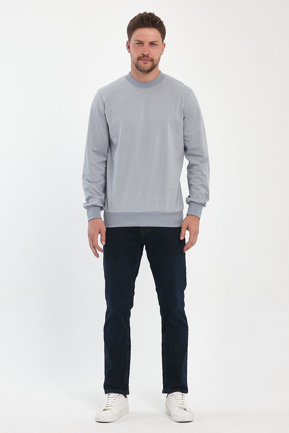 Men's Crew Neck Long Sleeve Sweat T-shirt 002906