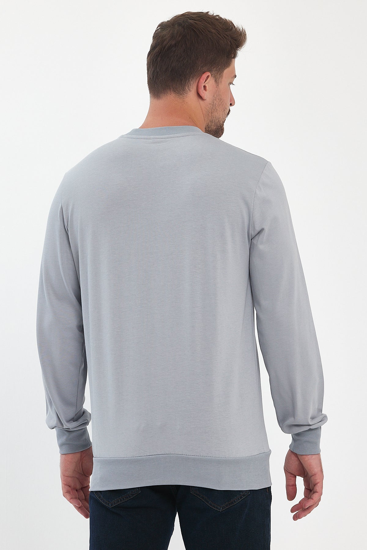 Men's Crew Neck Long Sleeve Sweat T-shirt 002906