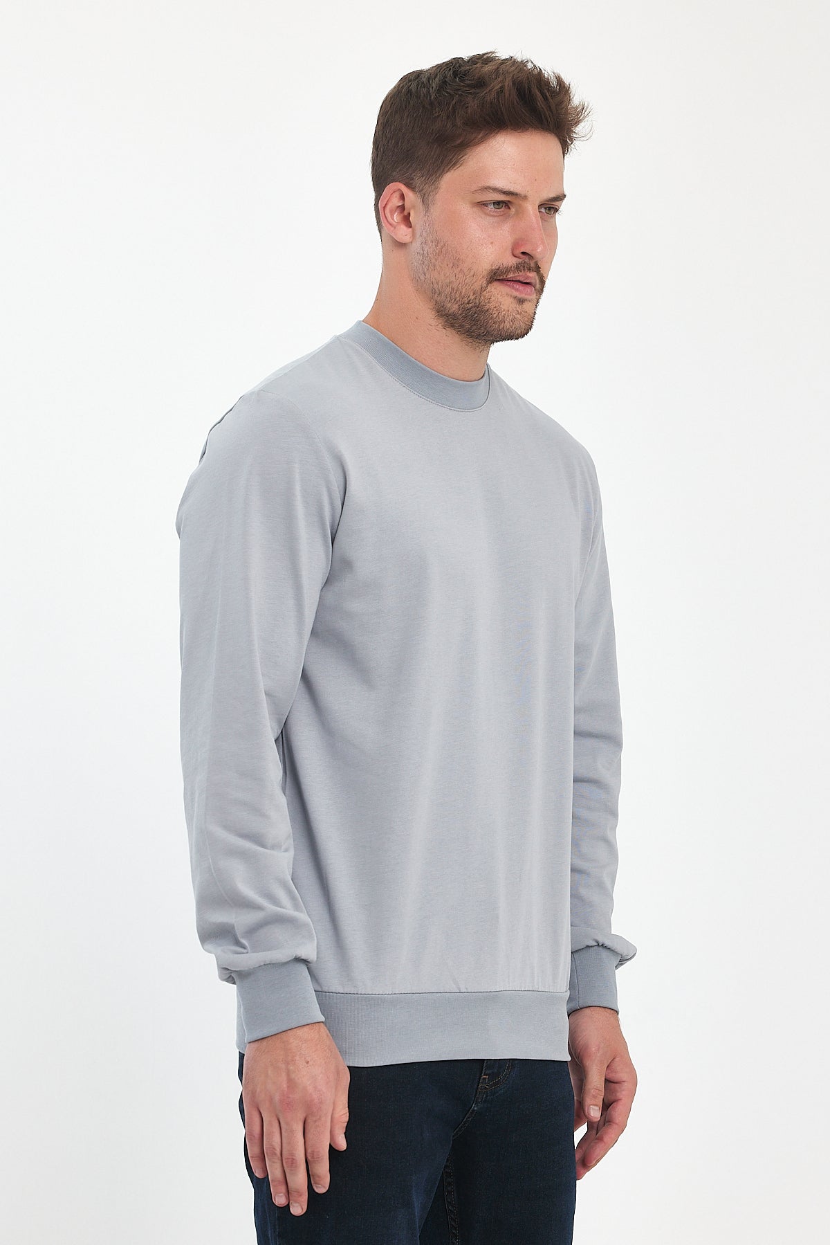 Men's Crew Neck Long Sleeve Sweat T-shirt 002906