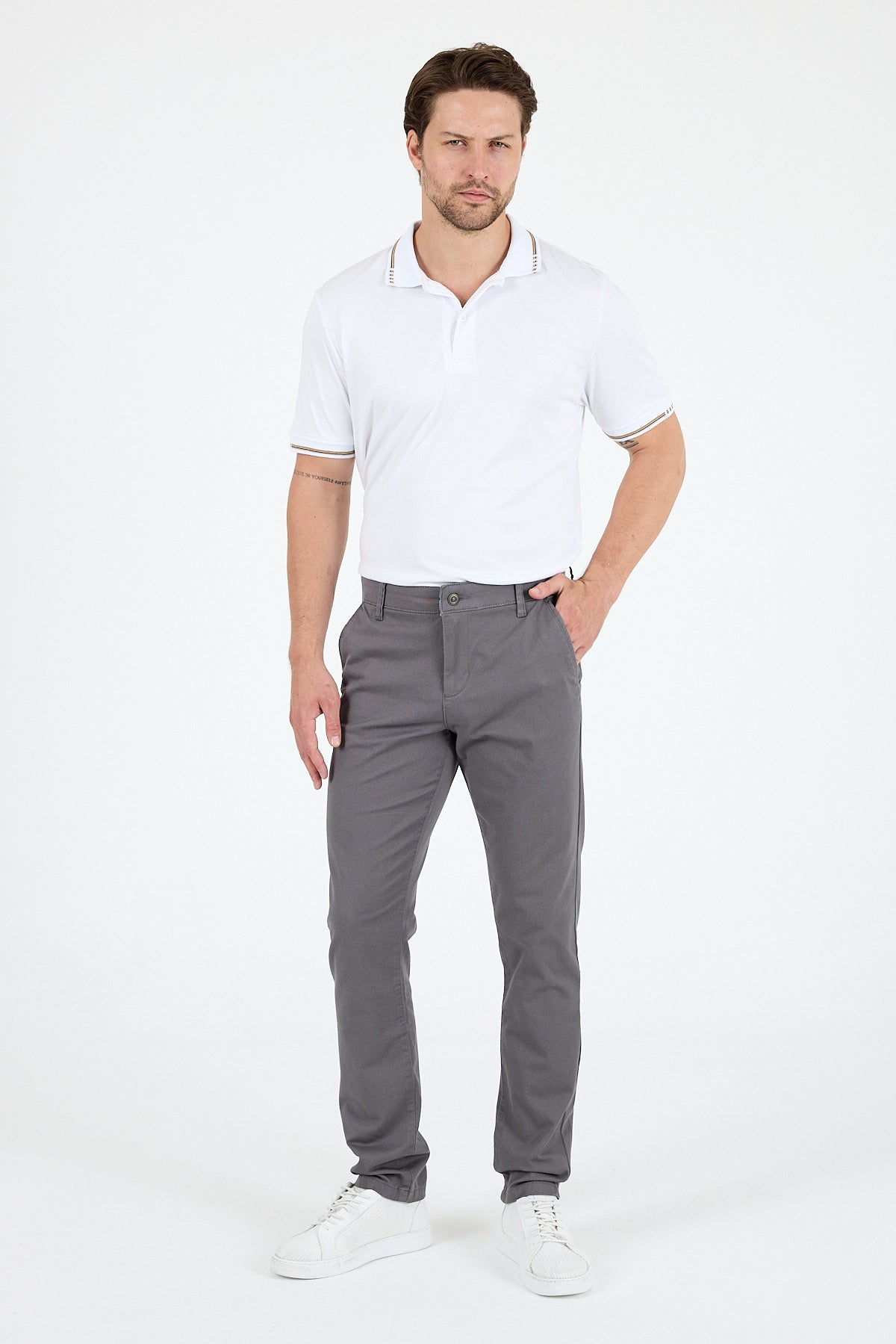 Erkek Slim Fit Chino Pantolon PamukElastan Rahat Şık Günlük Esnek Kumaş Pantolon 1012