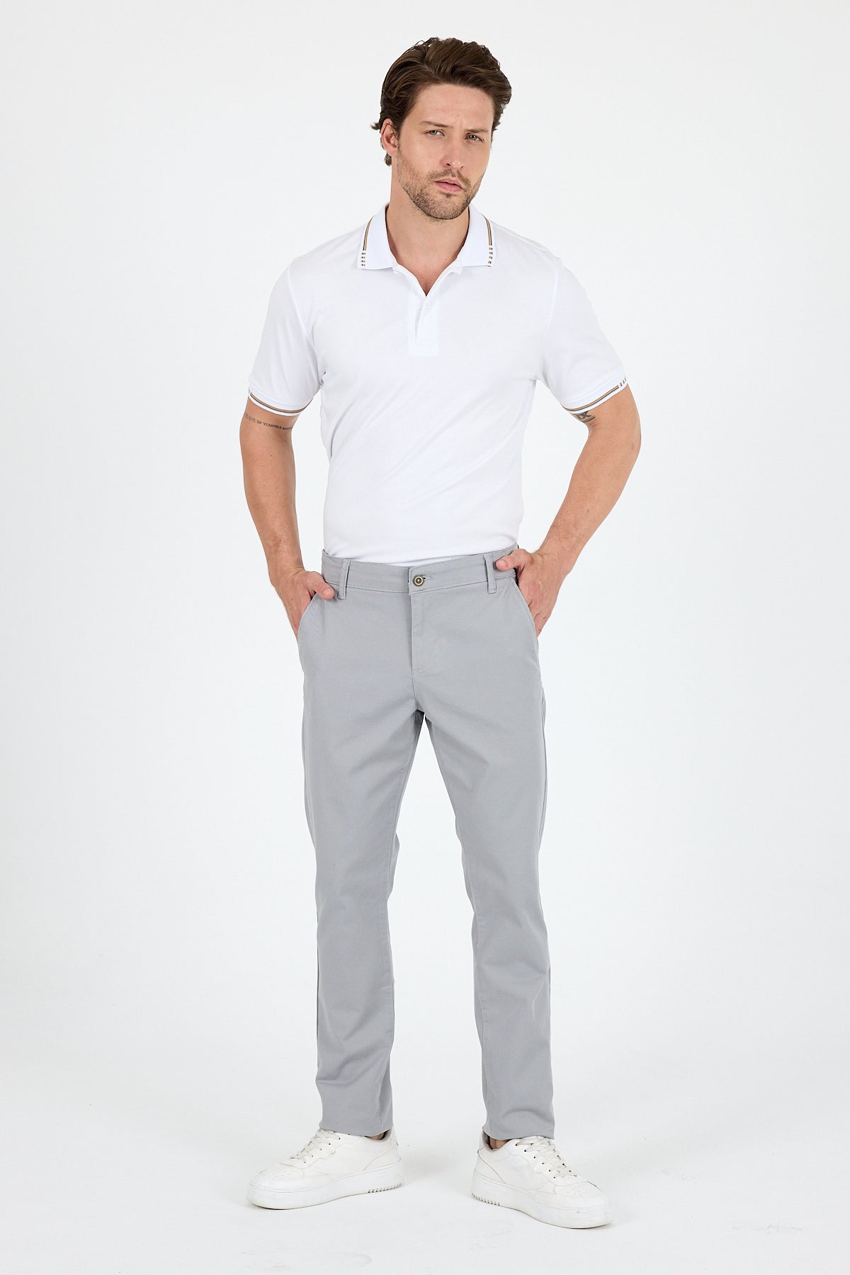 Erkek Slim Fit Chino Pantolon PamukElastan Rahat Şık Günlük Esnek Kumaş Pantolon 1012
