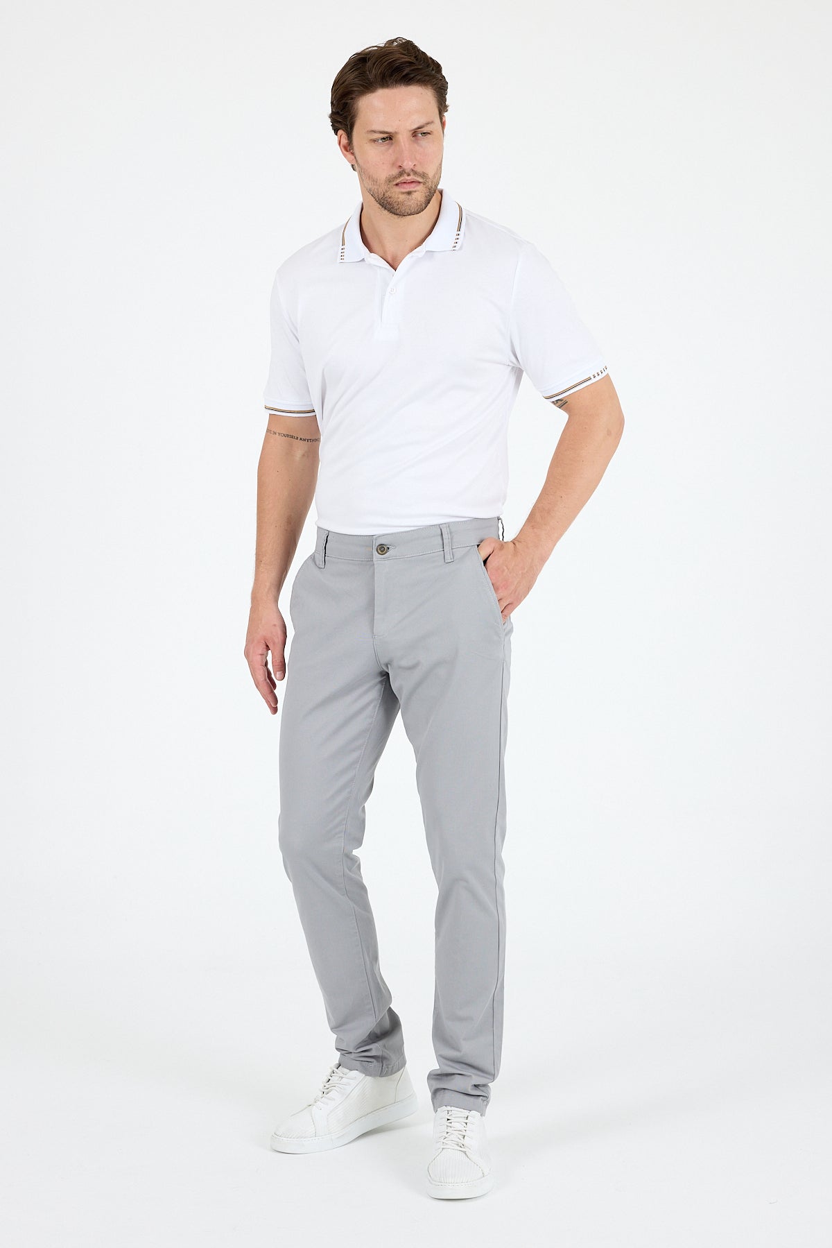 Erkek Slim Fit Chino Pantolon PamukElastan Rahat Şık Günlük Esnek Kumaş Pantolon 1012