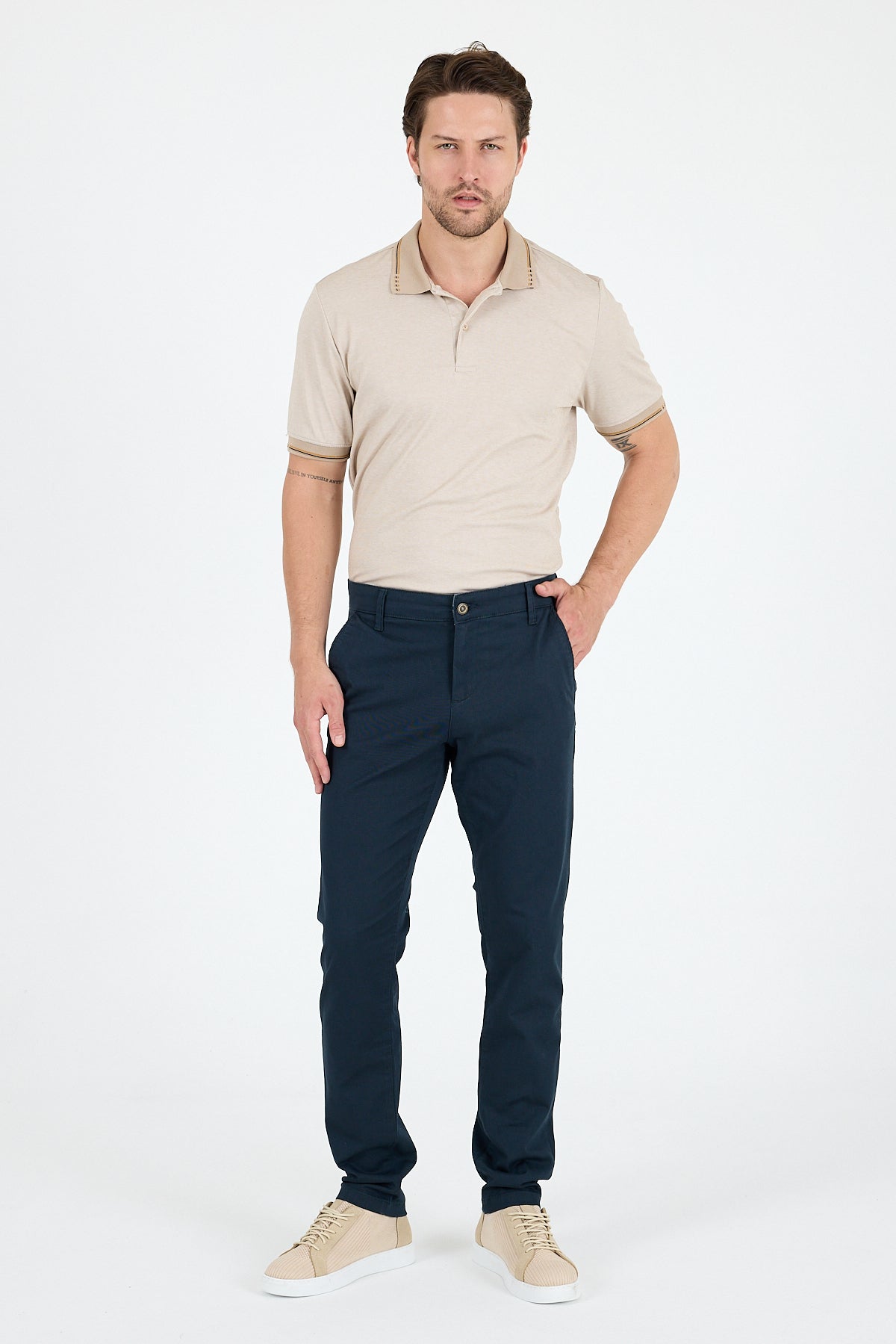 Erkek Slim Fit Chino Pantolon PamukElastan Rahat Şık Günlük Esnek Kumaş Pantolon 1012