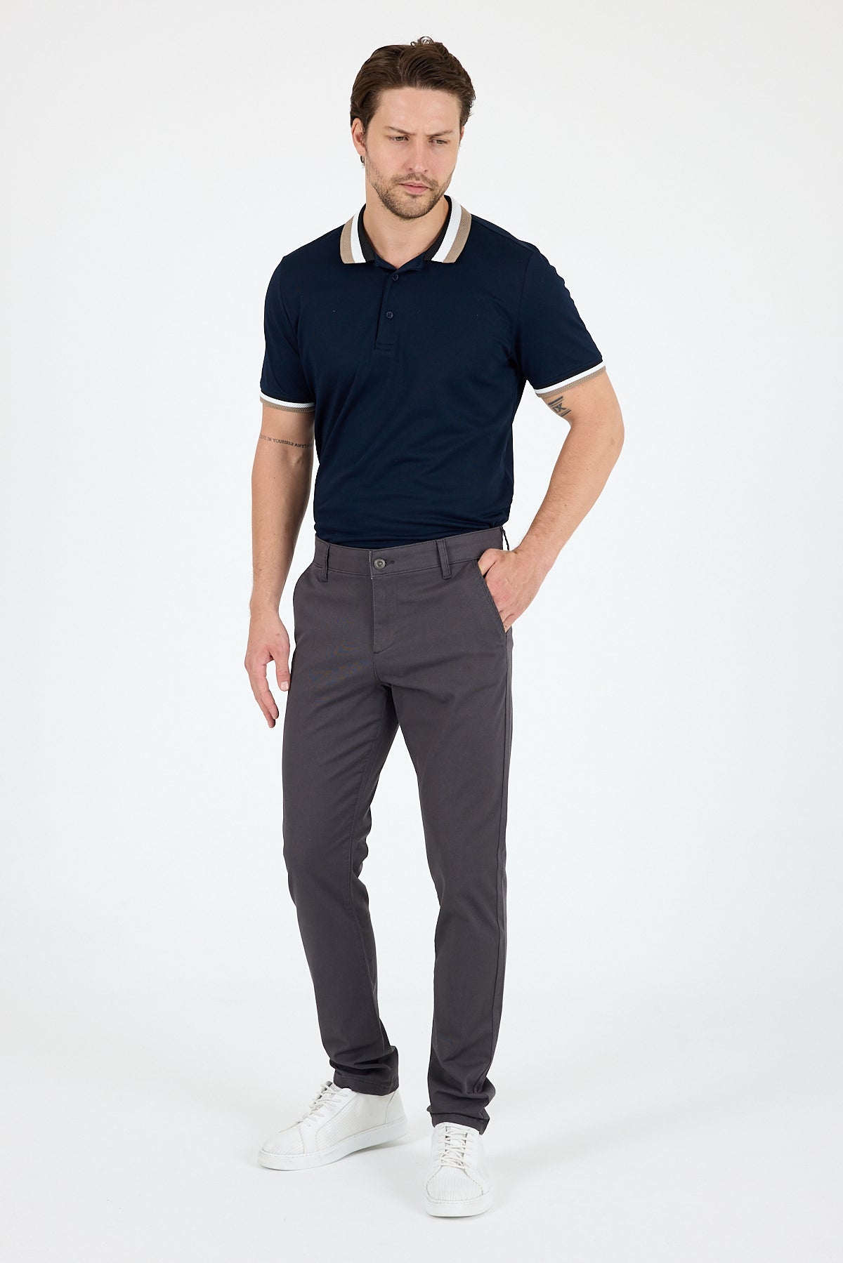 Erkek Slim Fit Chino Pantolon PamukElastan Rahat Şık Günlük Esnek Kumaş Pantolon 1012