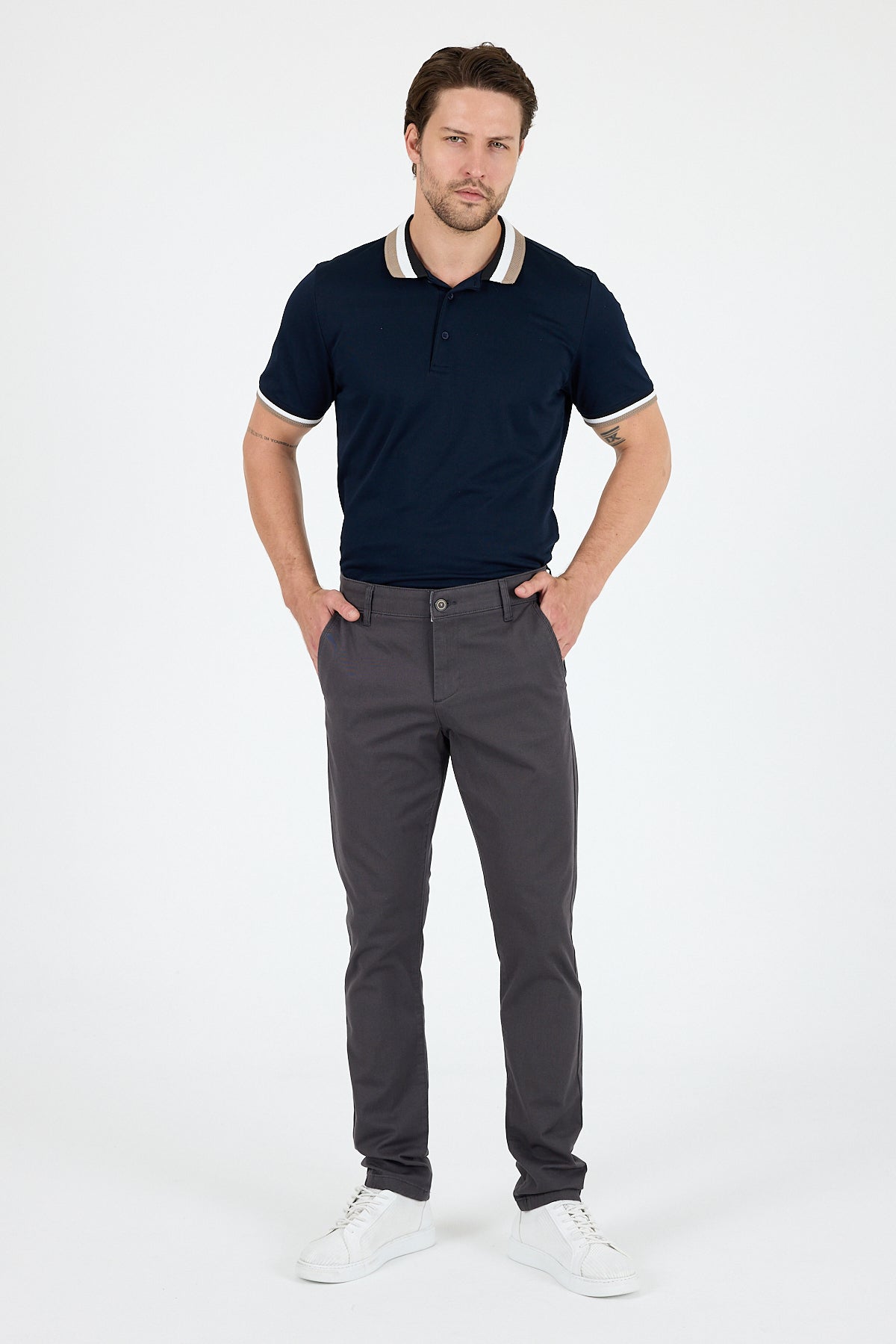 Erkek Slim Fit Chino Pantolon PamukElastan Rahat Şık Günlük Esnek Kumaş Pantolon 1012