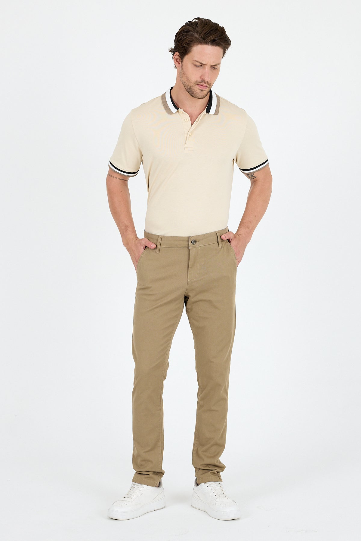 Erkek Slim Fit Chino Pantolon PamukElastan Rahat Şık Günlük Esnek Kumaş Pantolon 1012