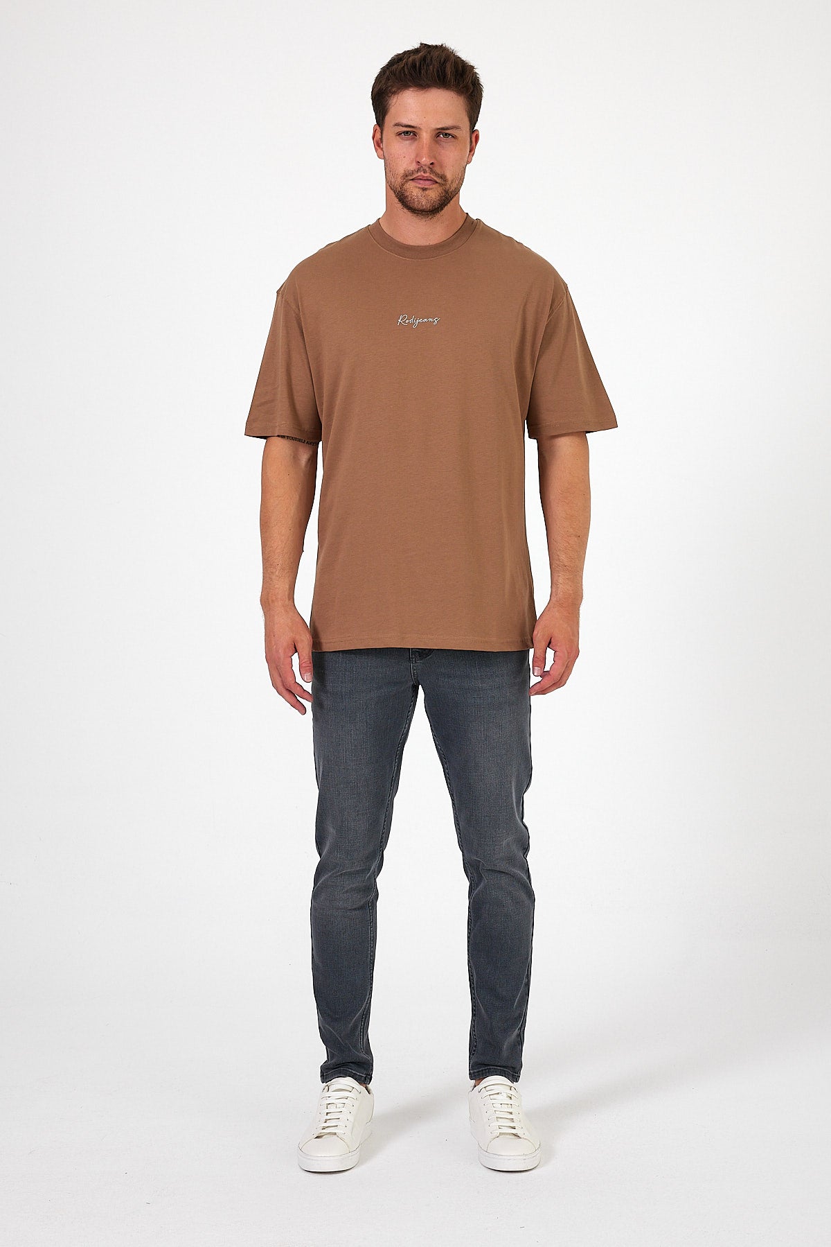 Erkek Önü Baskılı Bisiklet Yaka T-shirt 2702