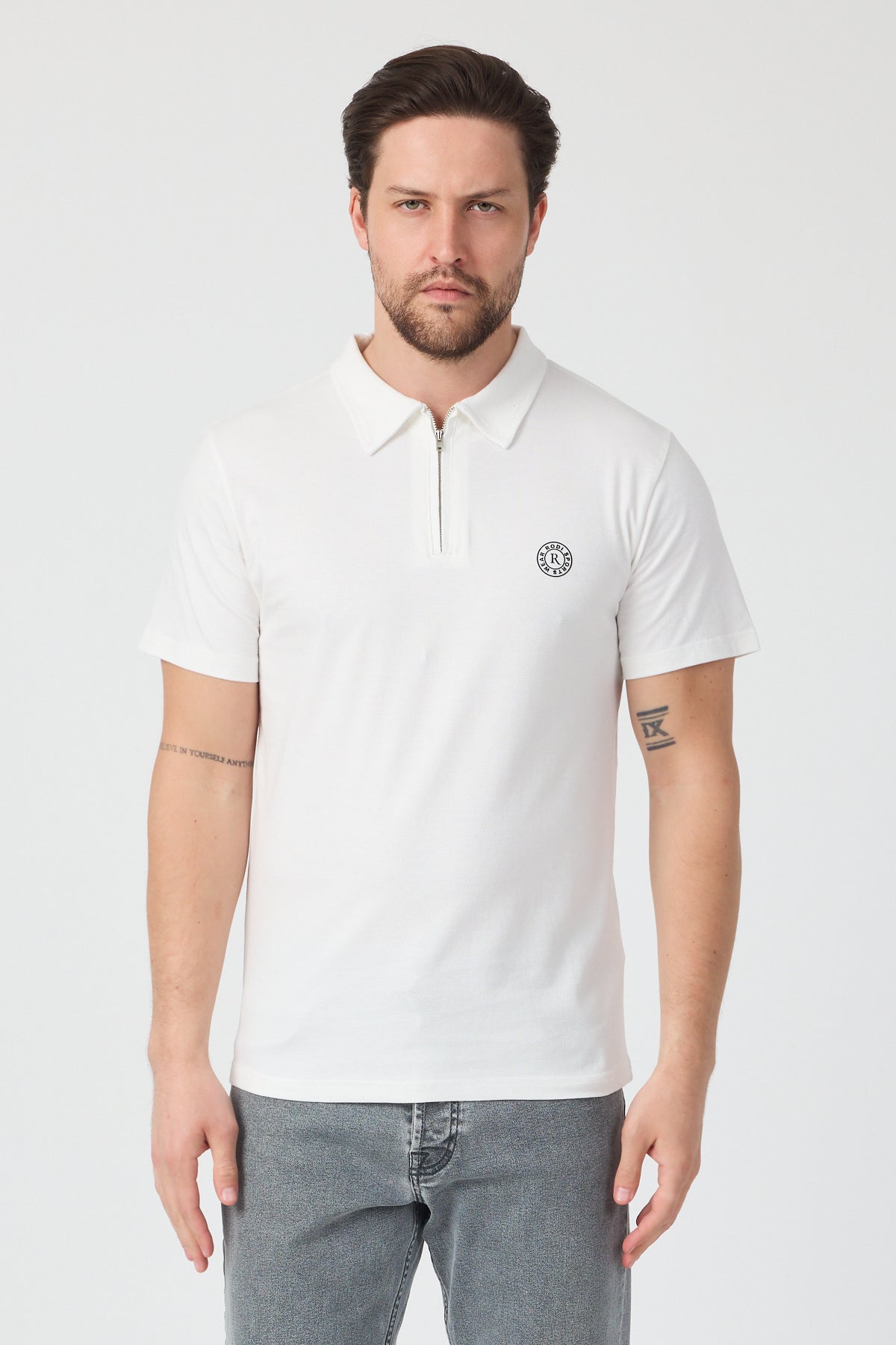 Erkek Önü Fermuarlı Polo Yaka Tshirt 1981
