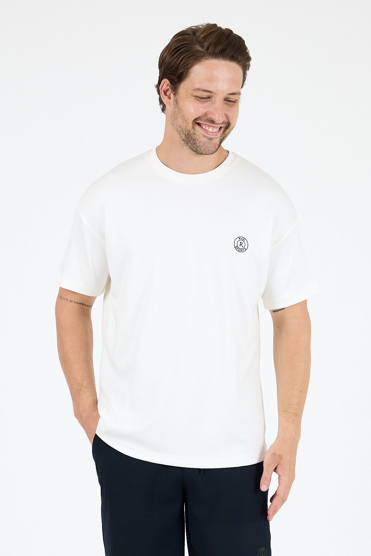 Oversize Bisiklet Yaka Kısa Kollu Erkek T-Shirt Salaş Rahat Kalıp, Yazlık Erkek Basic Tişört 7840