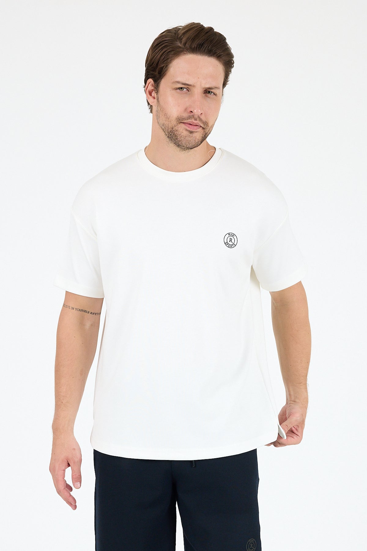 Oversize Bisiklet Yaka Kısa Kollu Erkek T-Shirt Salaş Rahat Kalıp, Yazlık Erkek Basic Tişört 7840