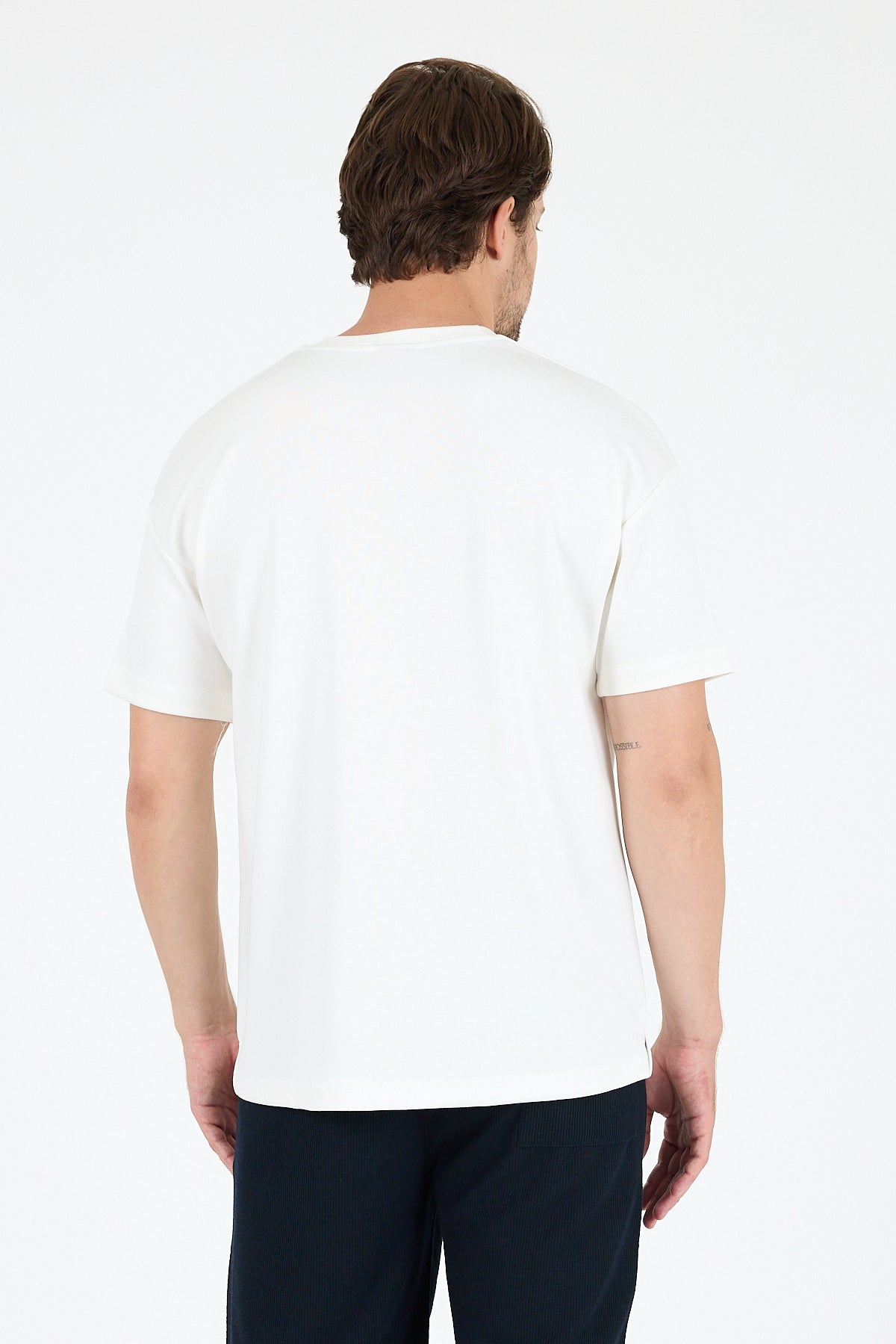 Oversize Bisiklet Yaka Kısa Kollu Erkek T-Shirt Salaş Rahat Kalıp, Yazlık Erkek Basic Tişört 7840