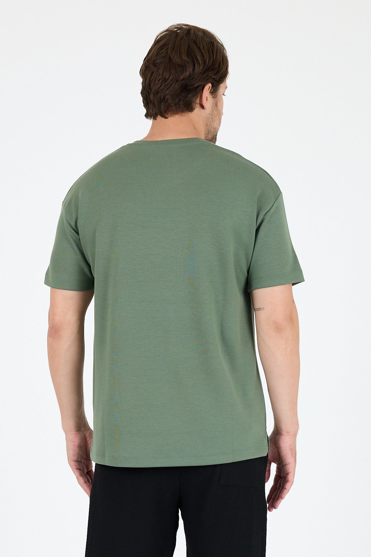 Oversize Bisiklet Yaka Kısa Kollu Erkek T-Shirt Salaş Rahat Kalıp, Yazlık Erkek Basic Tişört 7840