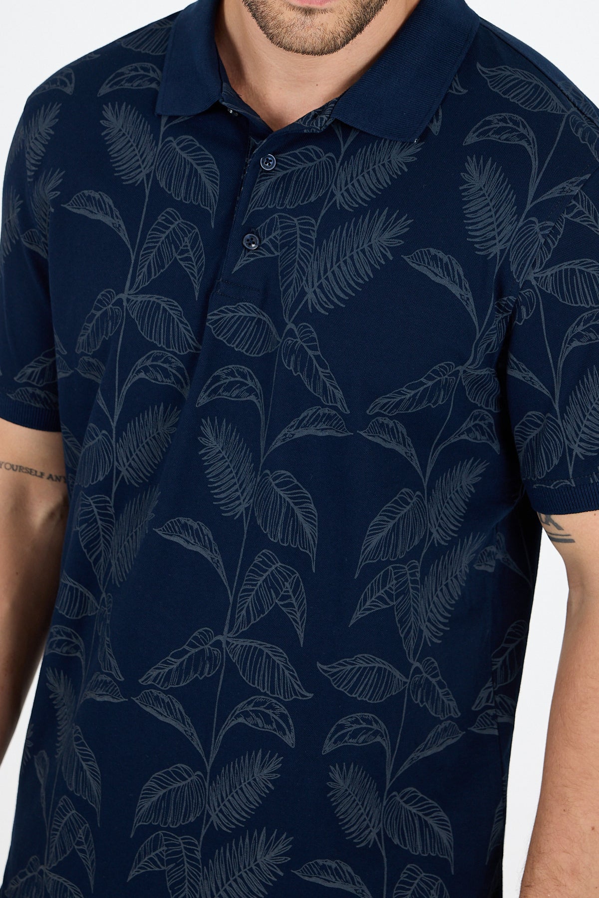 Regular Fit Pamuk Polo Yaka Kısa Kollu Desenli Erkek Tişört 0033