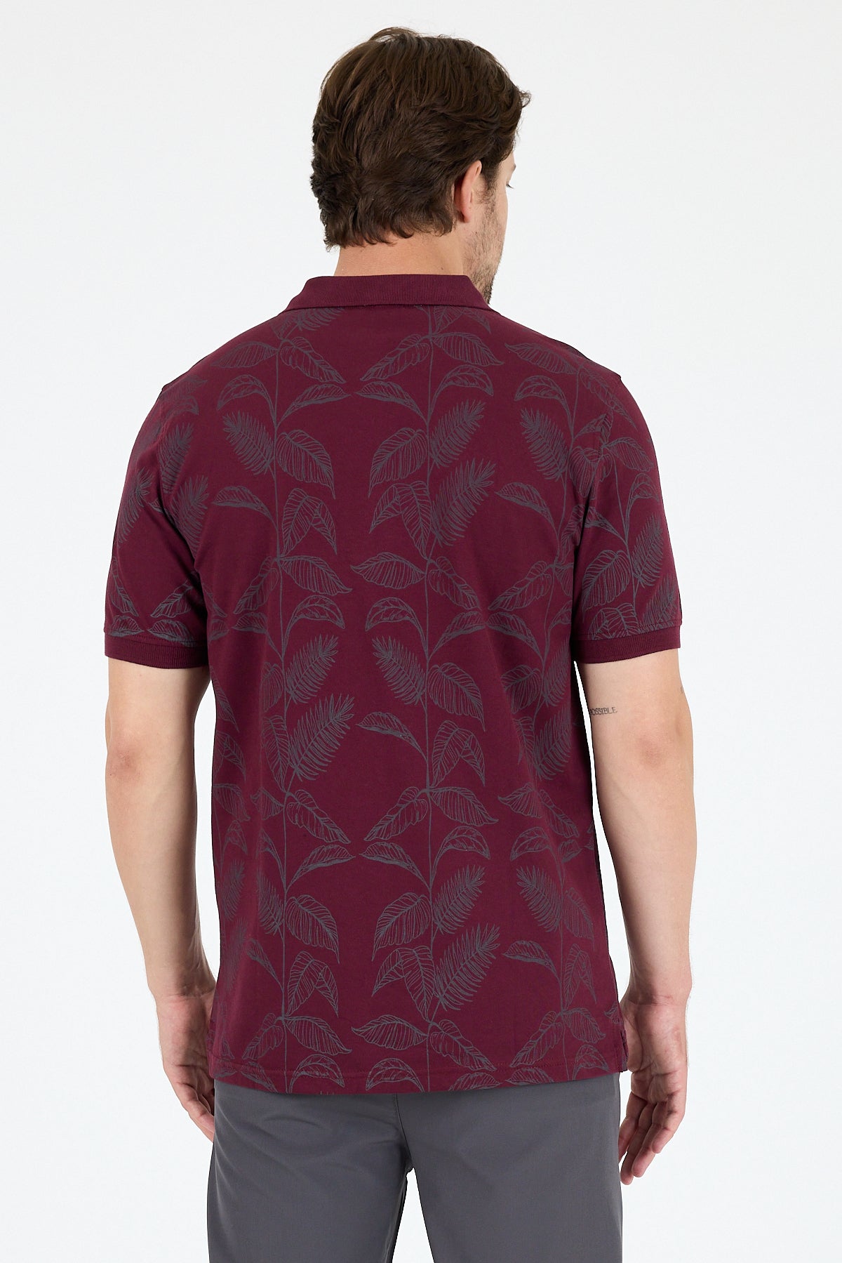 Regular Fit Pamuk Polo Yaka Kısa Kollu Desenli Erkek Tişört 0033