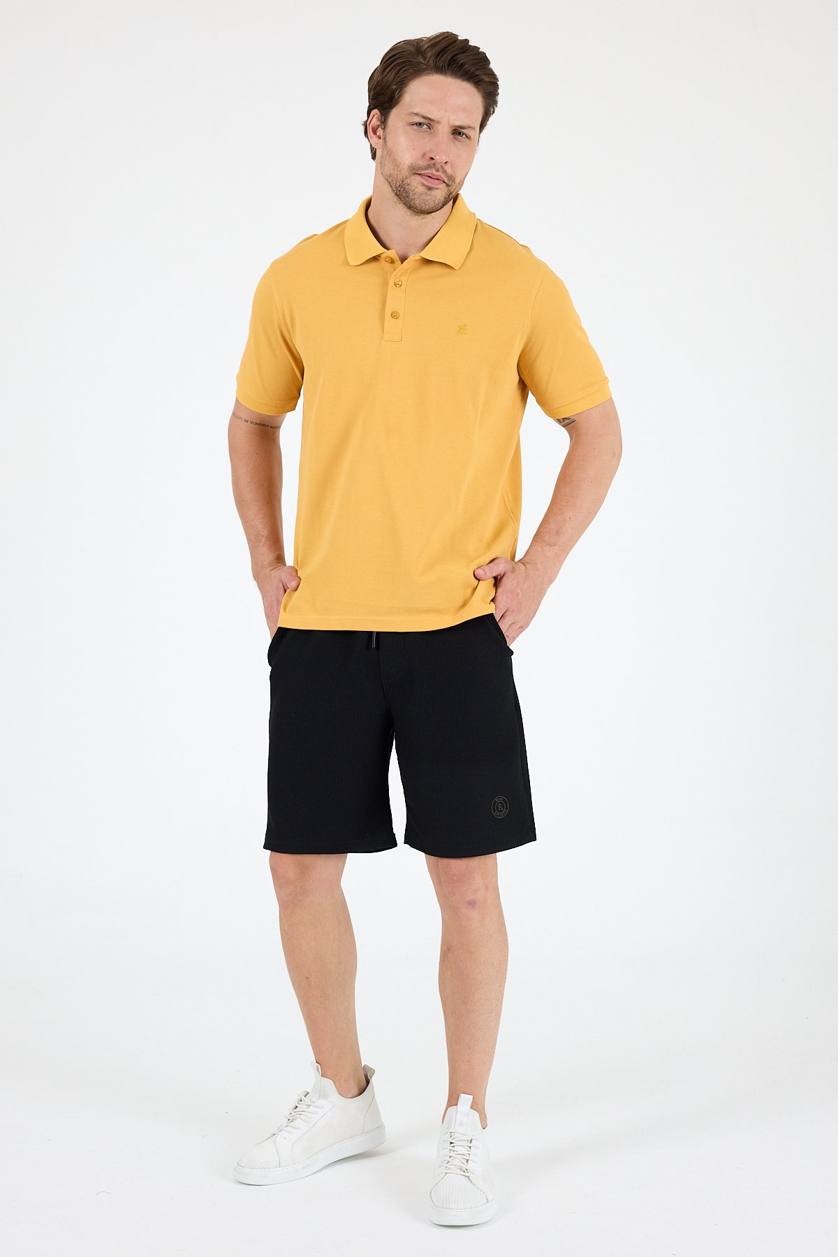 Regular Fit Pamuk Polo Yaka Kısa Kollu Pike Erkek Tişört 0001