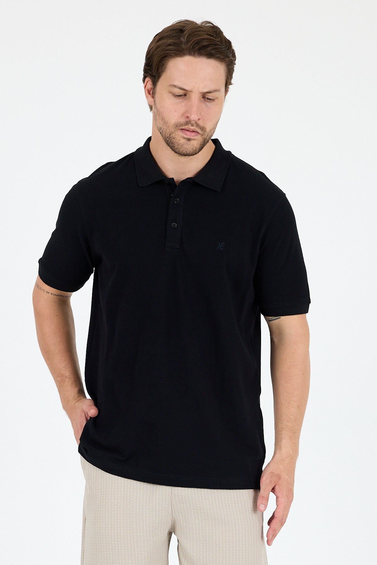Regular Fit Pamuk Polo Yaka Kısa Kollu Pike Erkek Tişört 0001