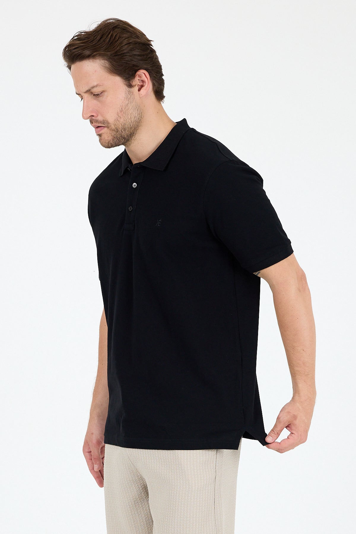 Regular Fit Pamuk Polo Yaka Kısa Kollu Pike Erkek Tişört 0001