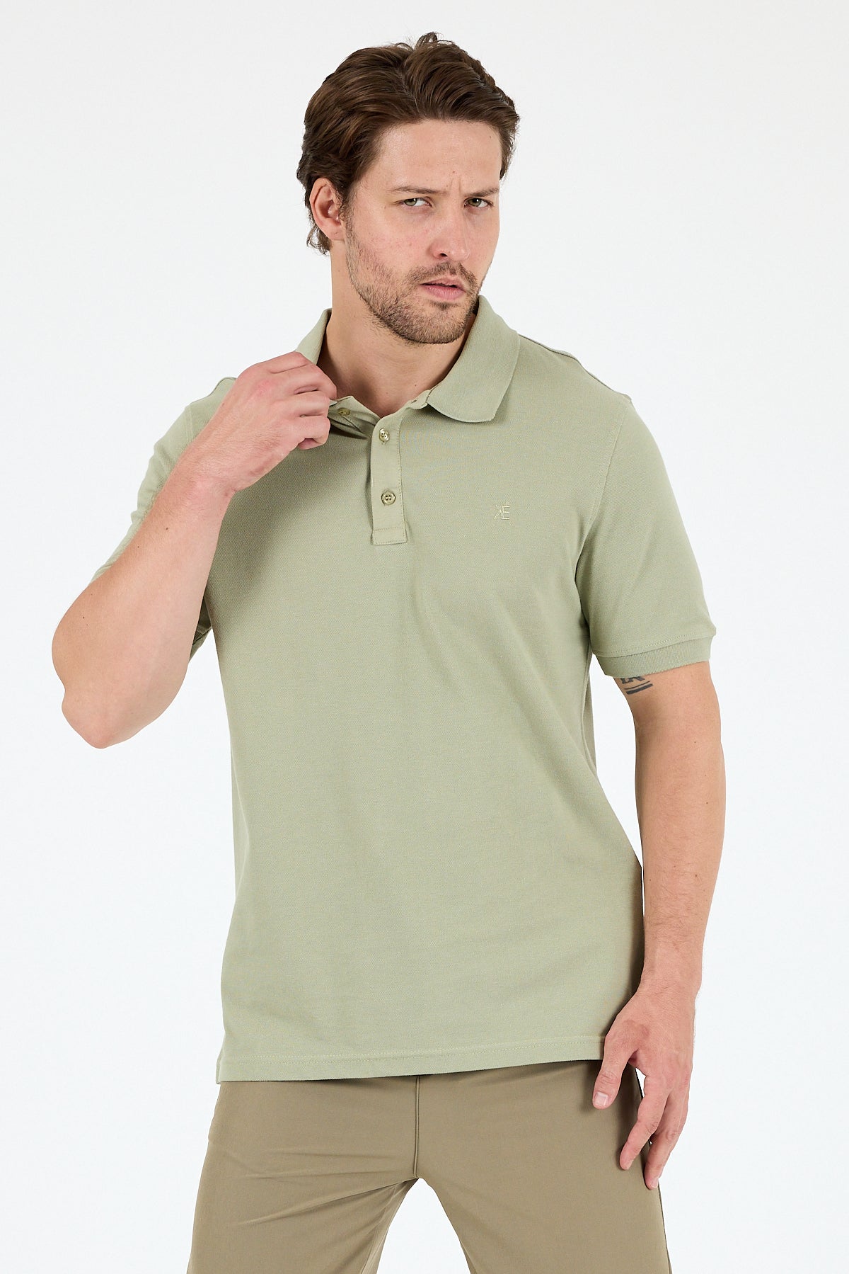 Regular Fit Pamuk Polo Yaka Kısa Kollu Pike Erkek Tişört 0001