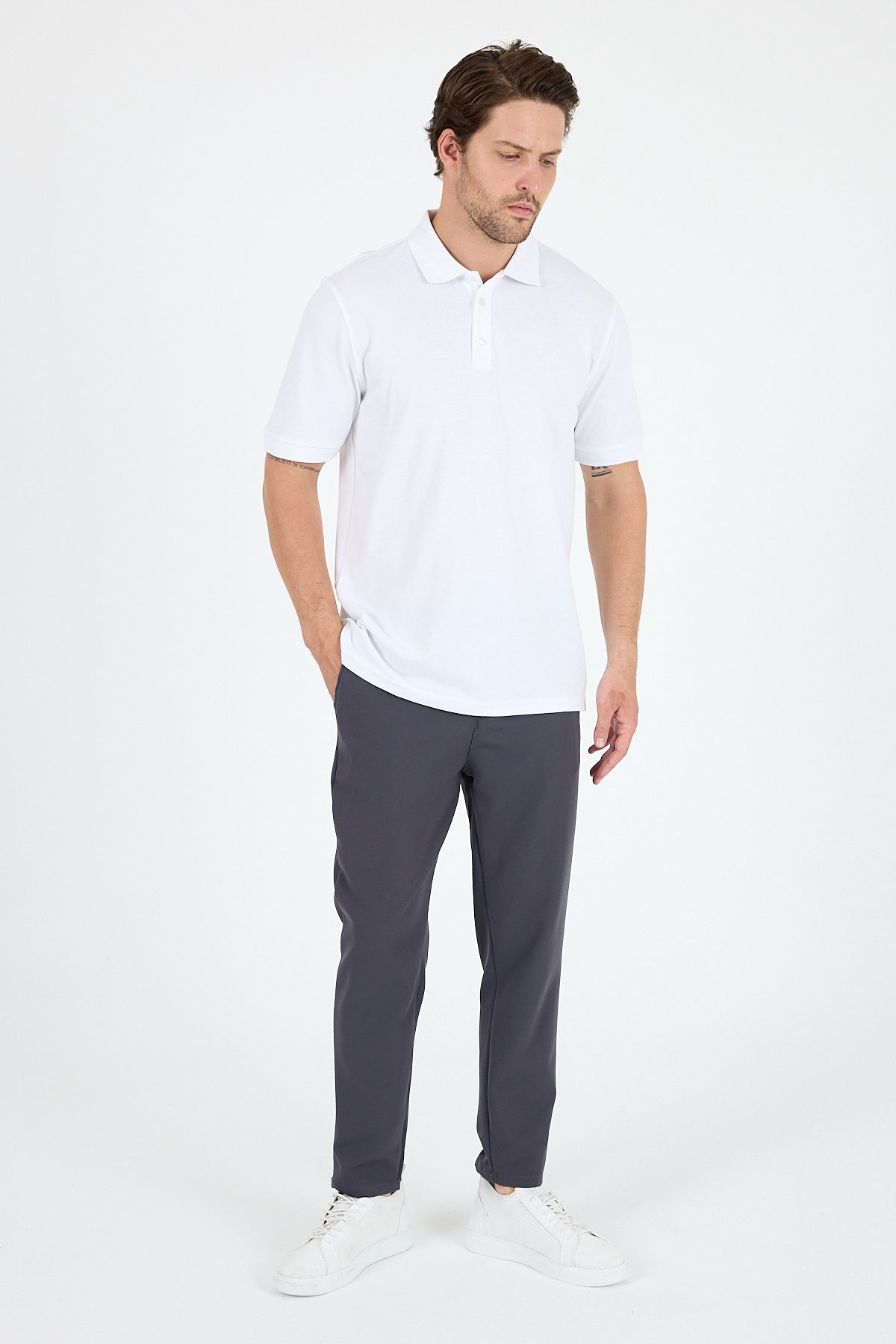 Regular Fit Pamuk Polo Yaka Kısa Kollu Pike Erkek Tişört 0001