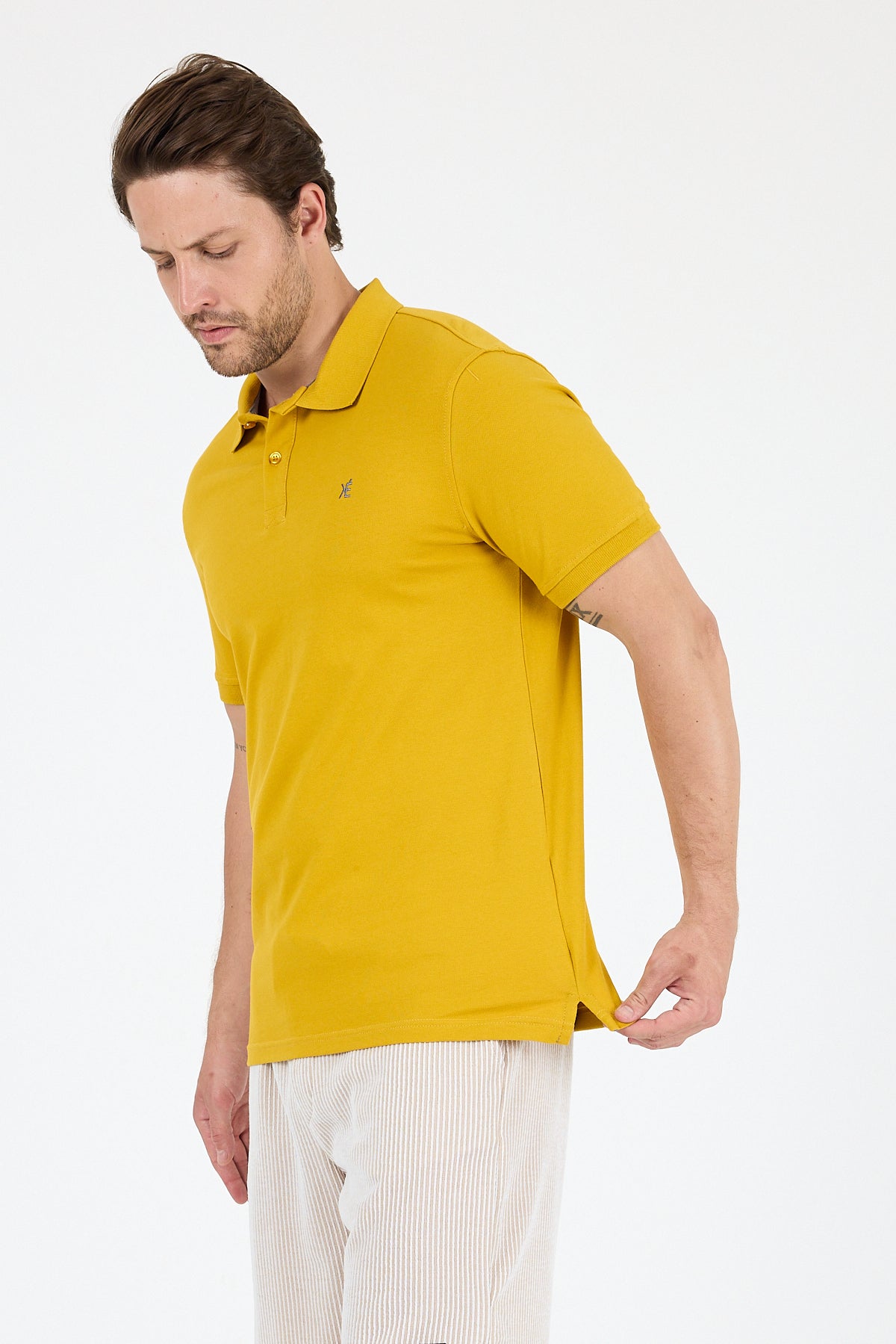 Regular Fit Pamuk Polo Yaka Kısa Kollu Pike Erkek Tişört 0002