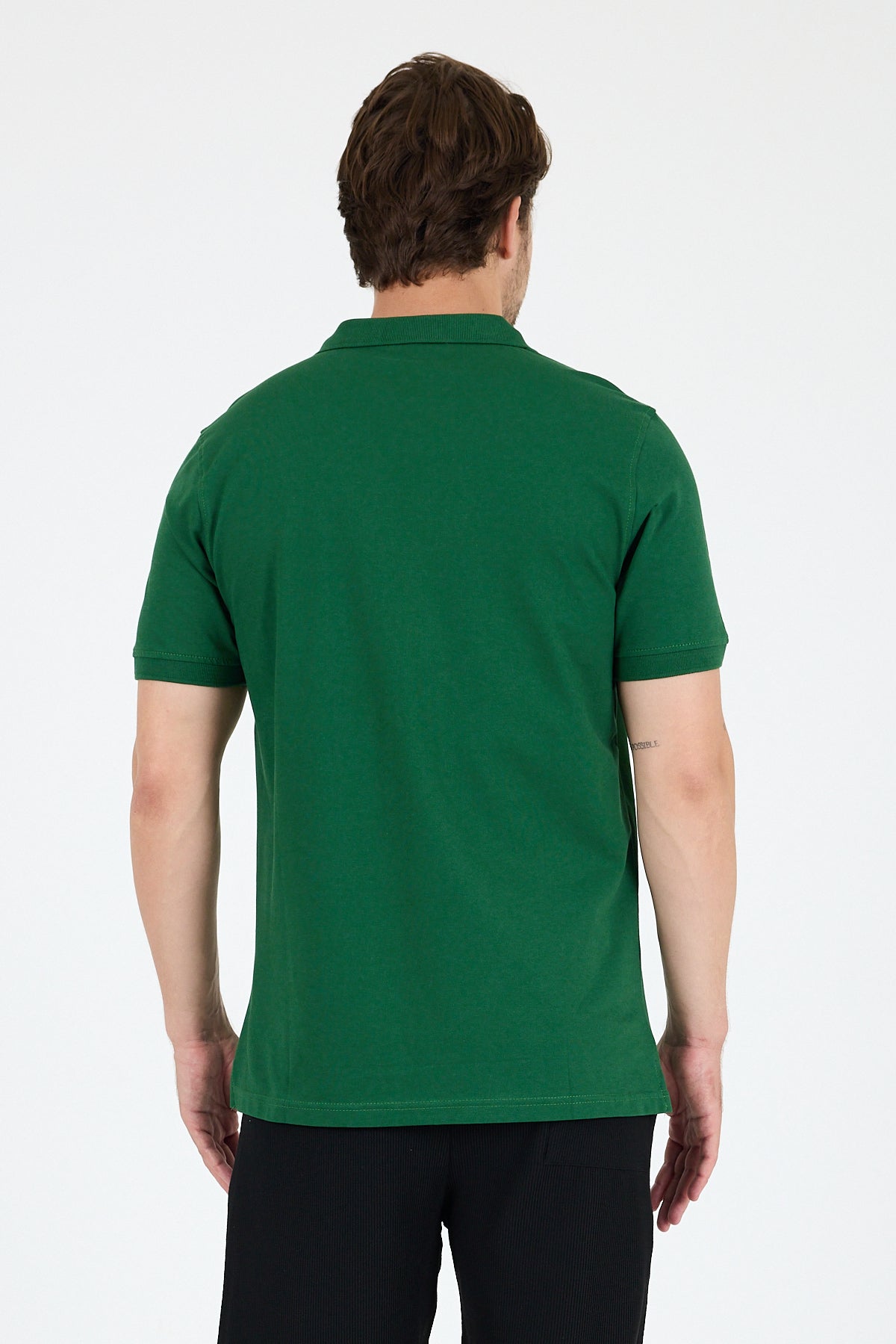 Regular Fit Pamuk Polo Yaka Kısa Kollu Önü Çizgili Pike Erkek Tişört 0035