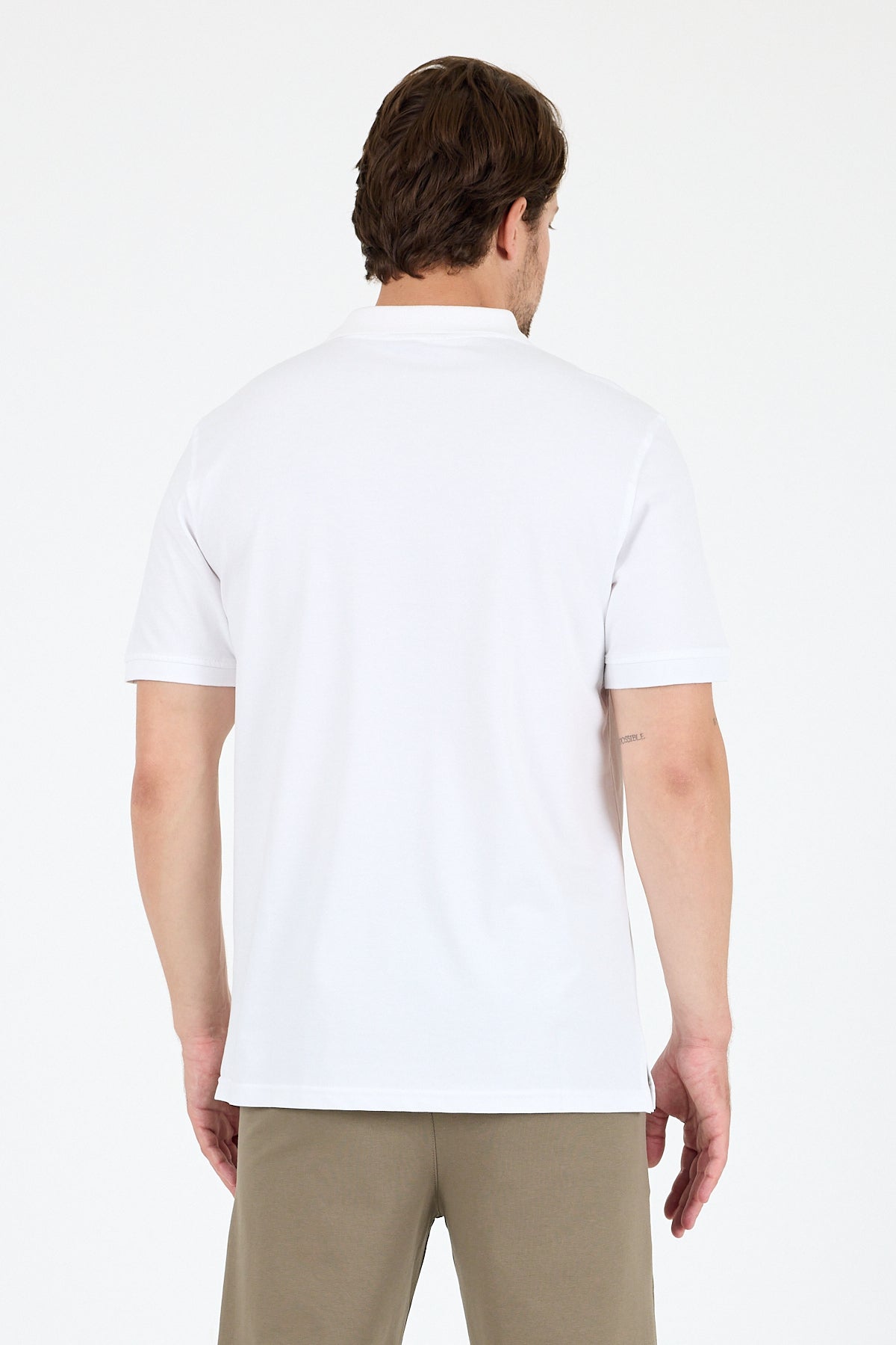 Regular Fit Pamuk Polo Yaka Kısa Kollu Önü Çizgili Pike Erkek Tişört 0035