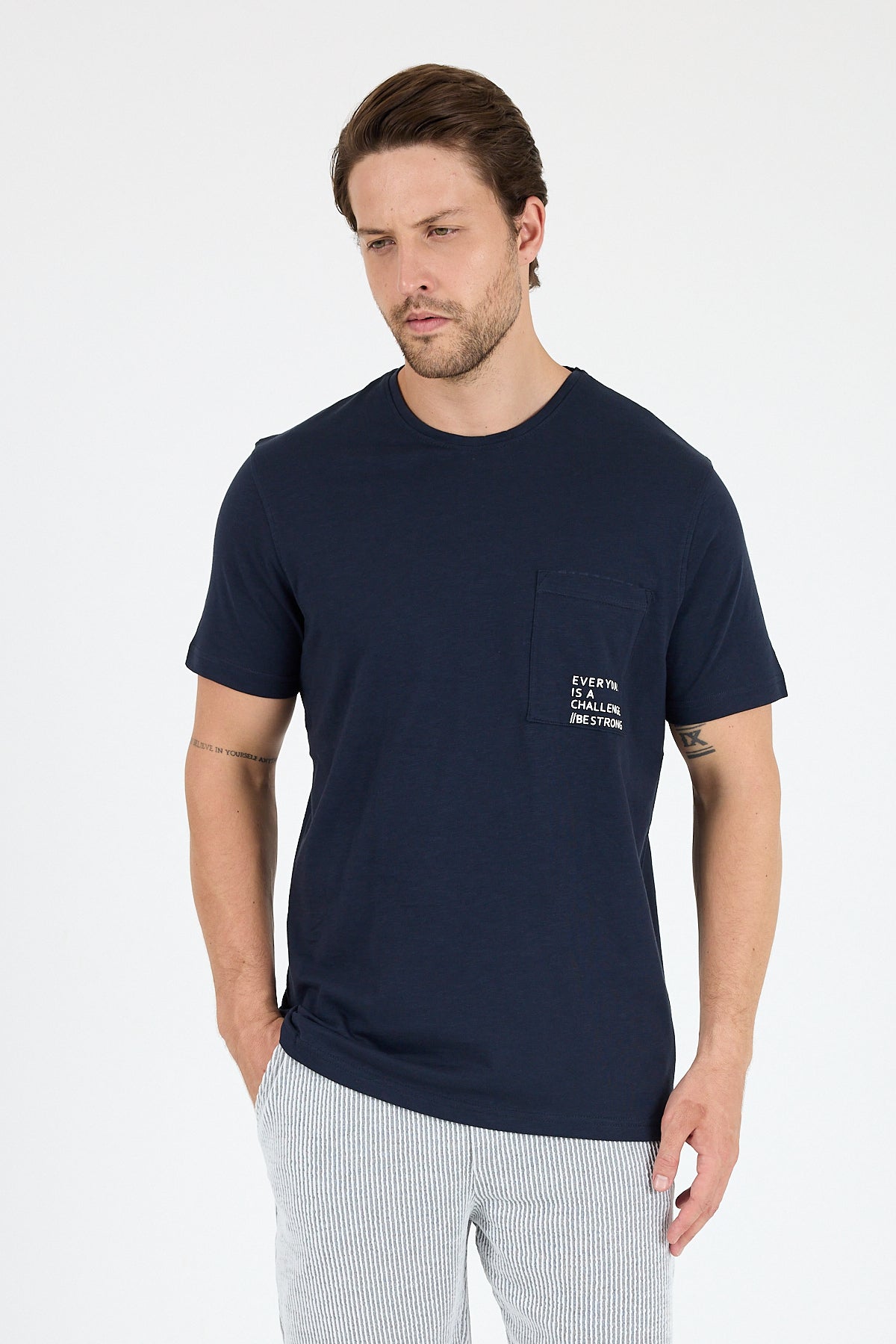 Regular Fit Pamuk Bisiklet Yaka Penye Erkek Tişört 0068