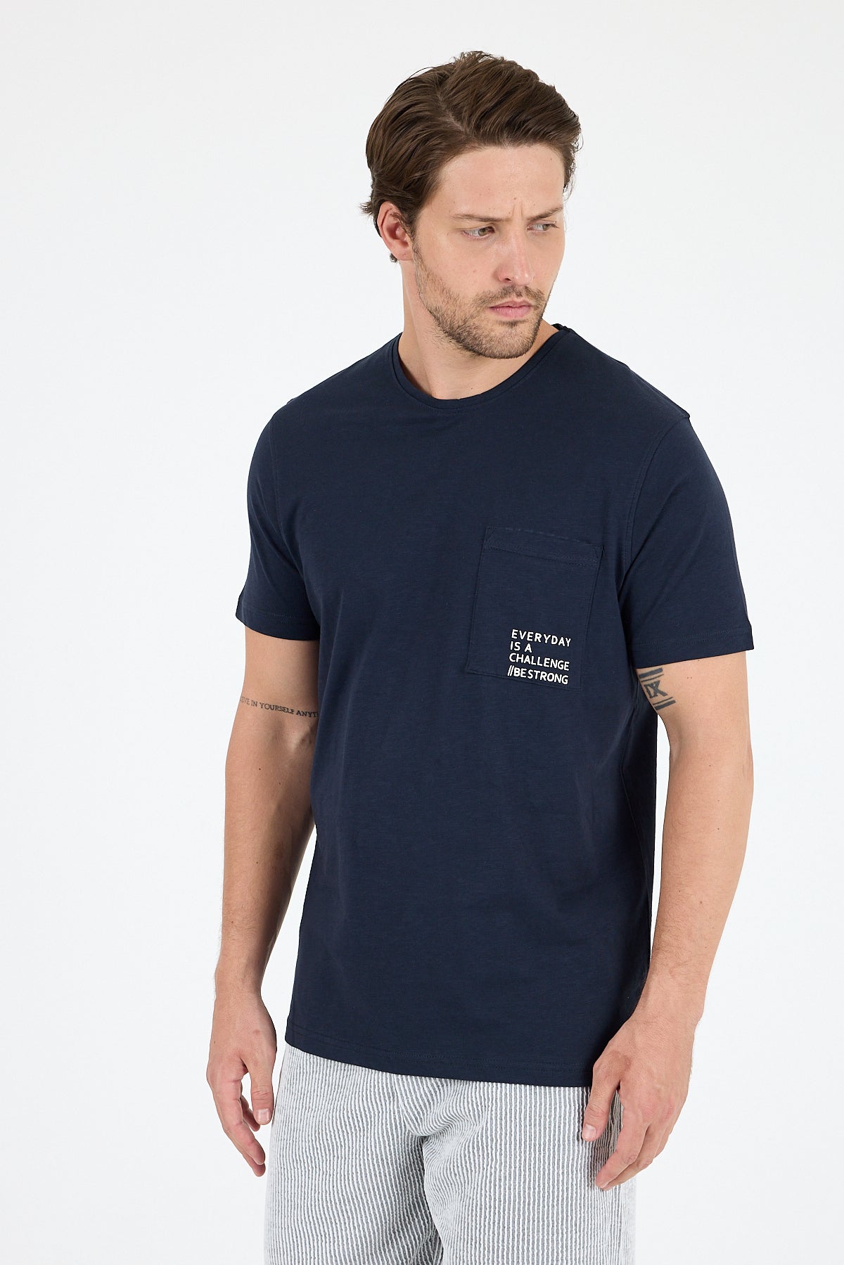 Regular Fit Pamuk Bisiklet Yaka Penye Erkek Tişört 0068