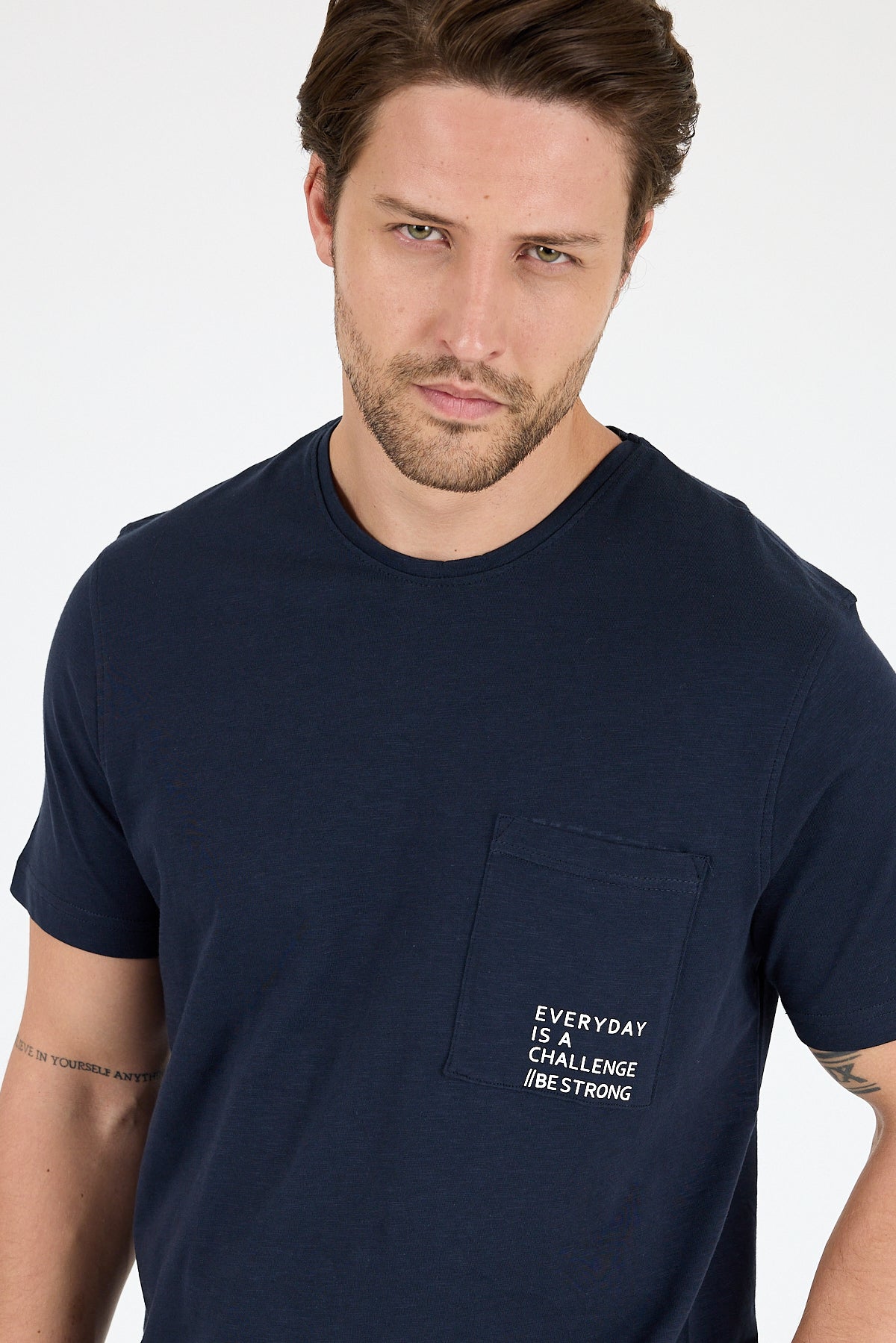 Regular Fit Pamuk Bisiklet Yaka Penye Erkek Tişört 0068