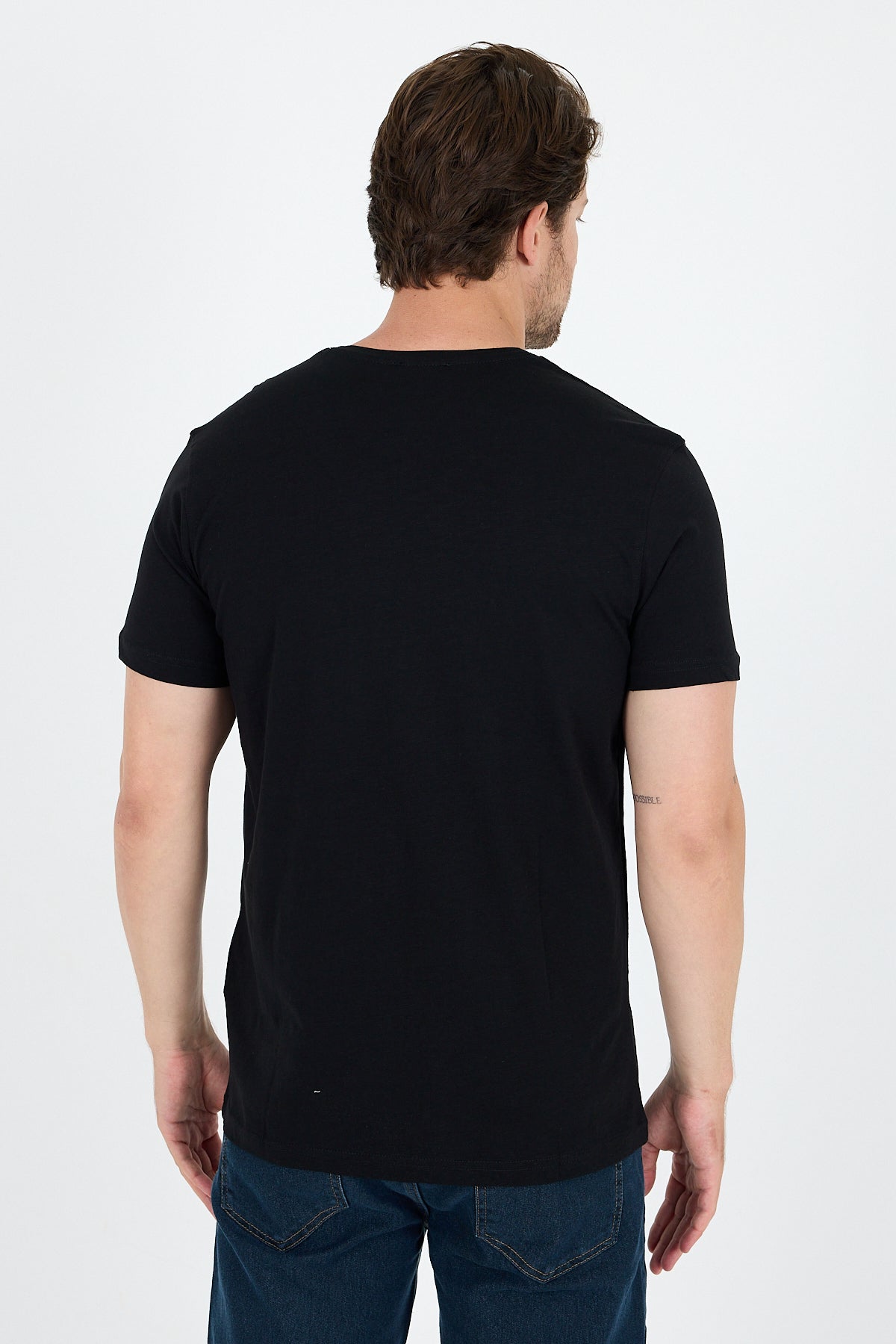 Regular Fit Pamuk Bisiklet Yaka Penye Erkek Tişört 0068