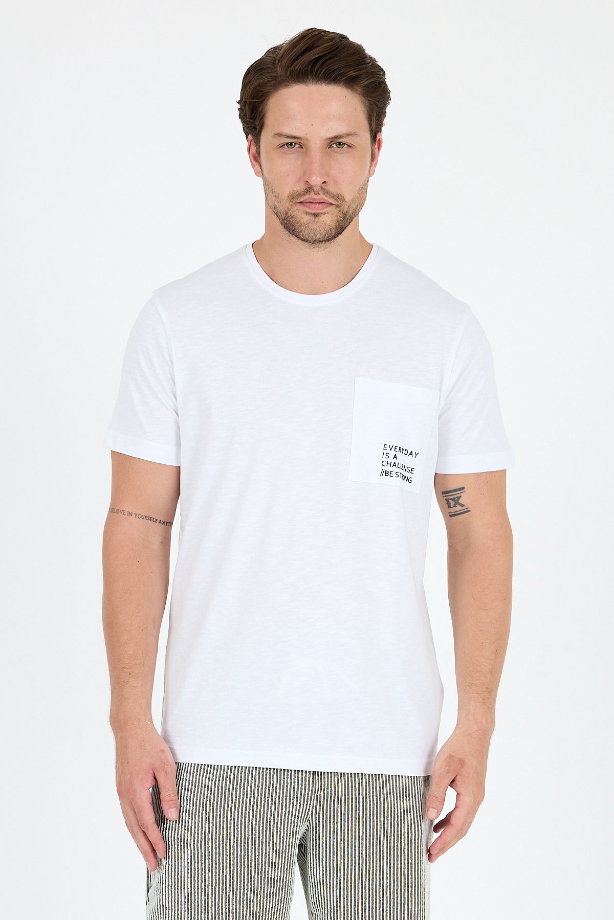 Regular Fit Pamuk Bisiklet Yaka Penye Erkek Tişört 0068