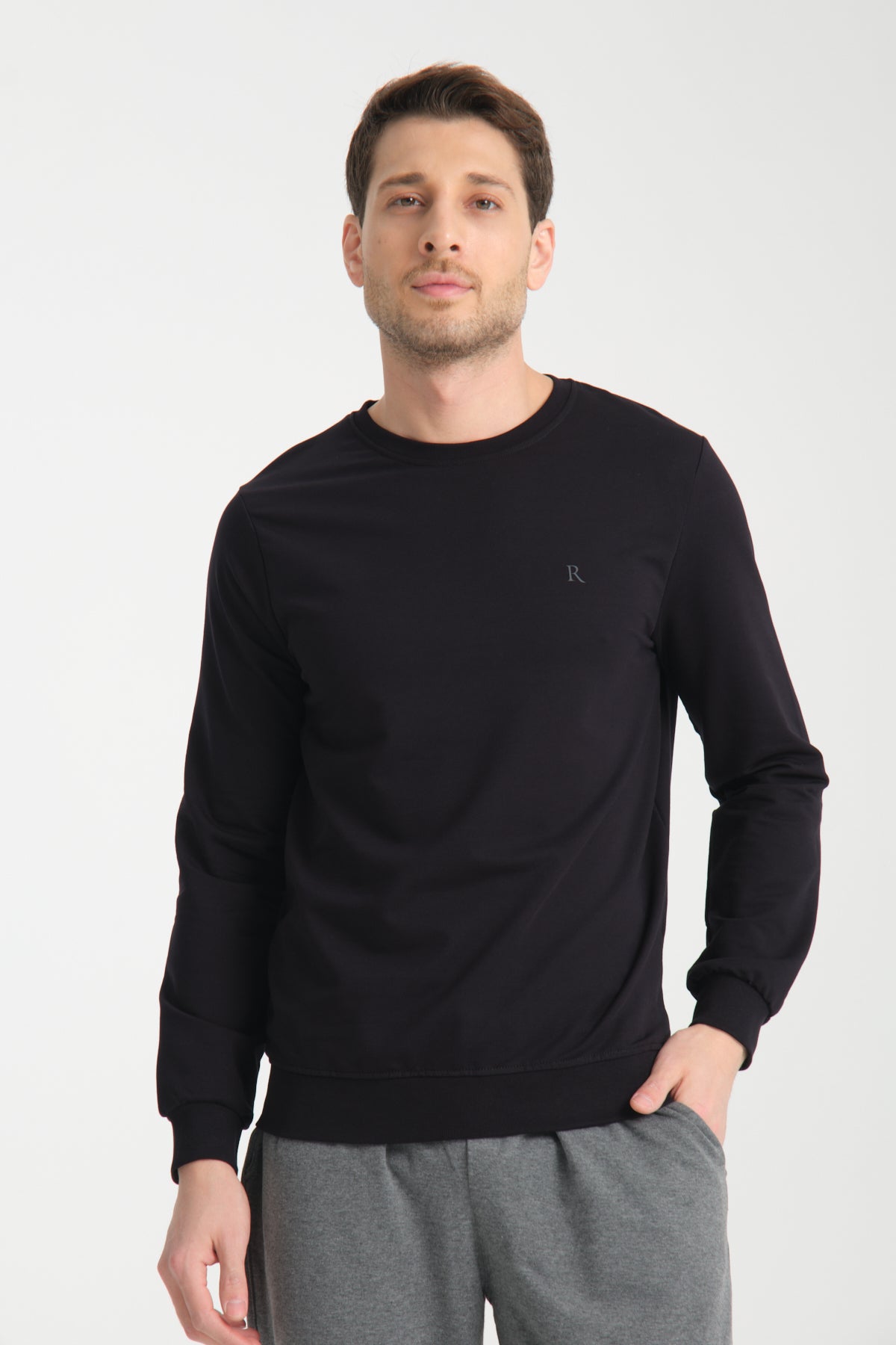 Erkek Uzun Kol Bisiklet Yaka Sweatshirt 3206