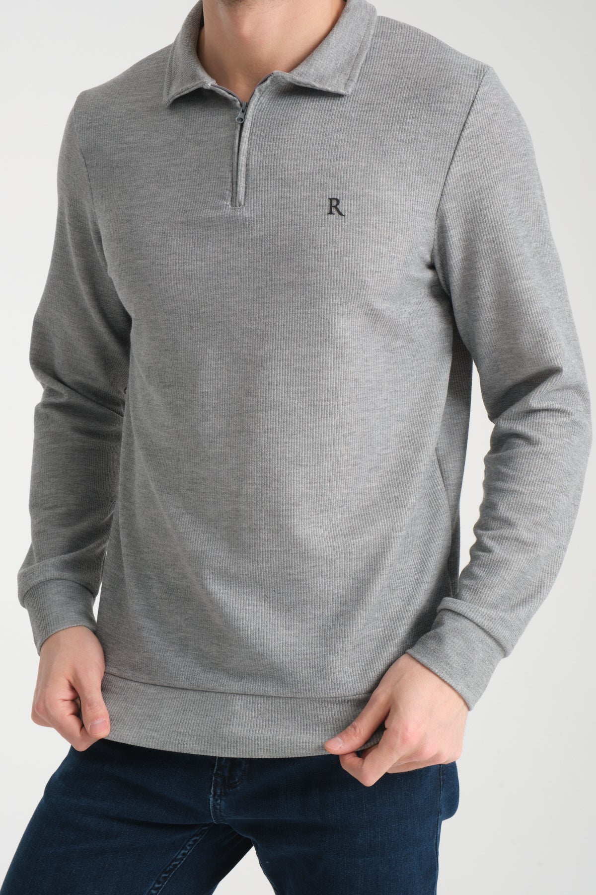 Erkek Yarım Fermuarlı Uzun Kol Sweatshirt 7702