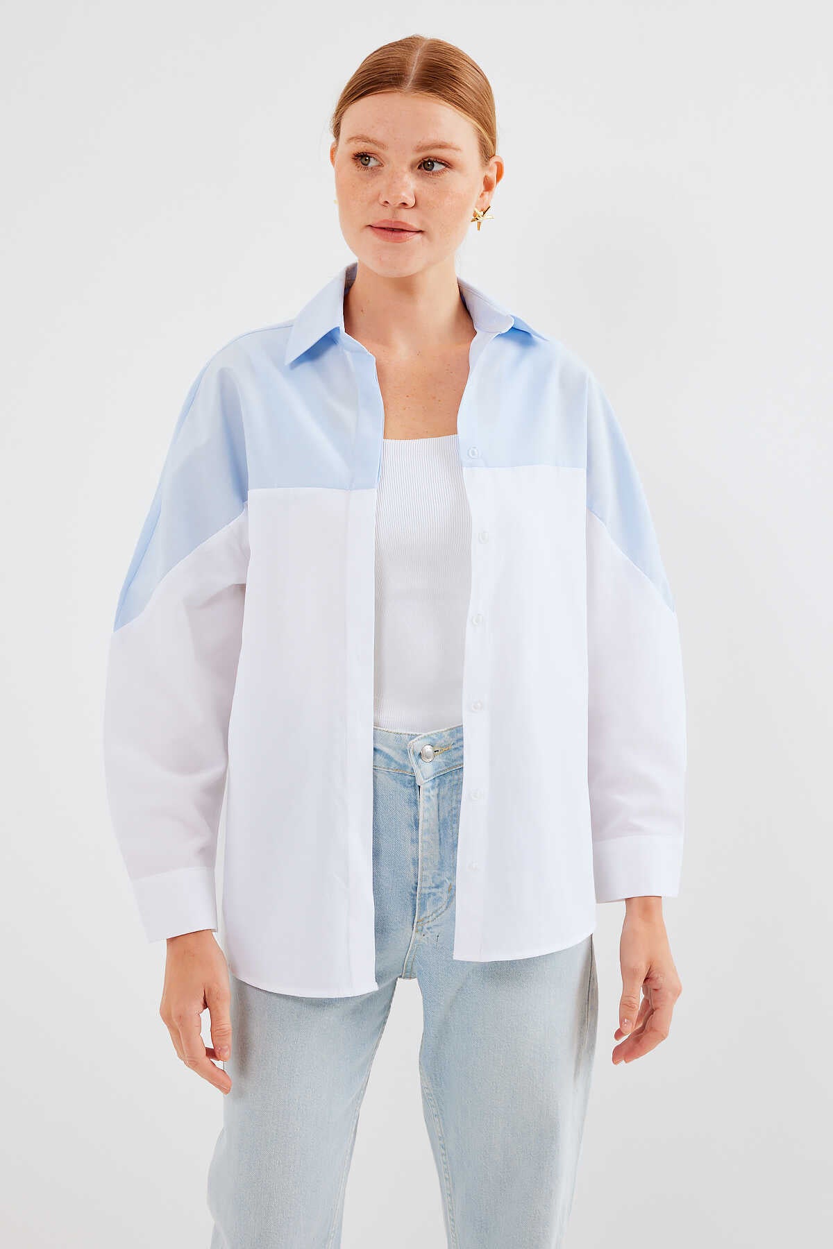 Women's Block Colored Oversized Shirt 20221