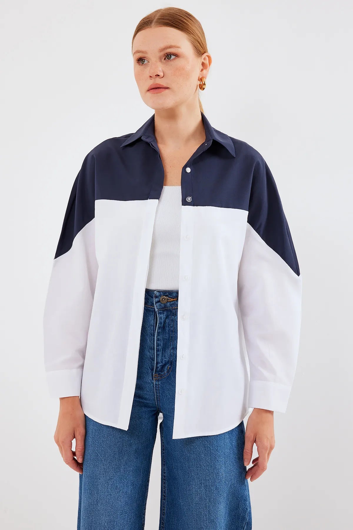 Women's Block Colored Oversized Shirt 20221