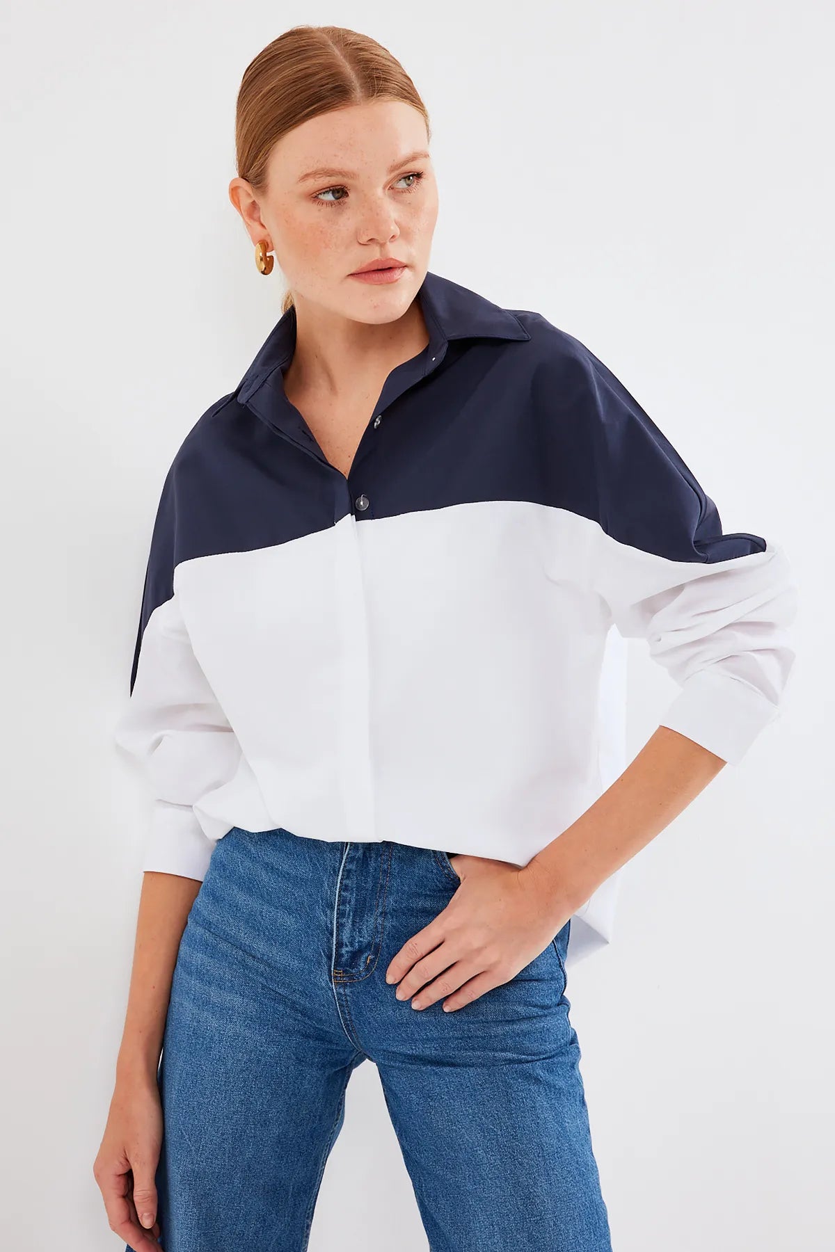 Women's Block Colored Oversized Shirt 20221