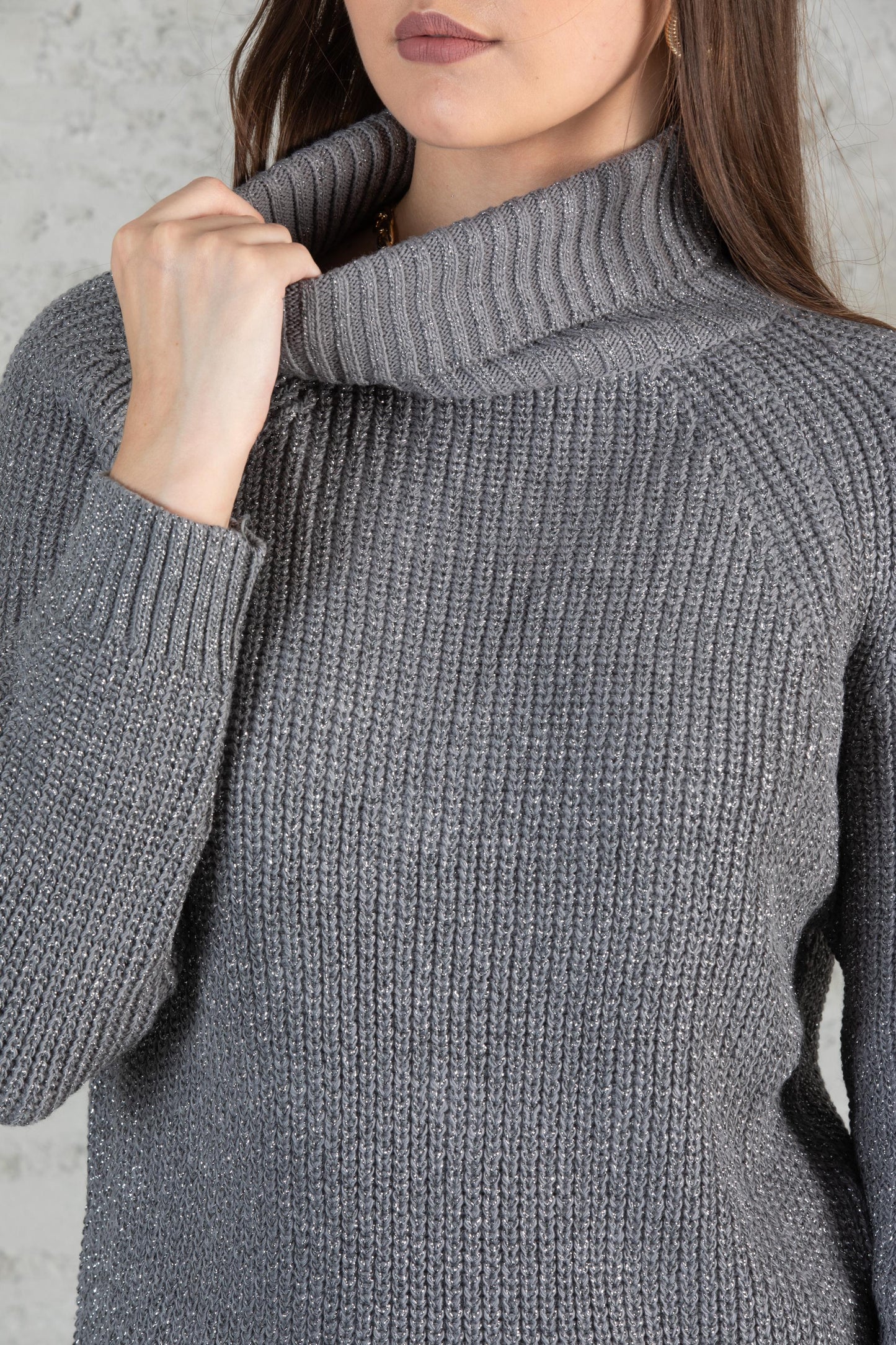 Kadın Balıkçı Yaka Sim Garnili Triko Tunik 055