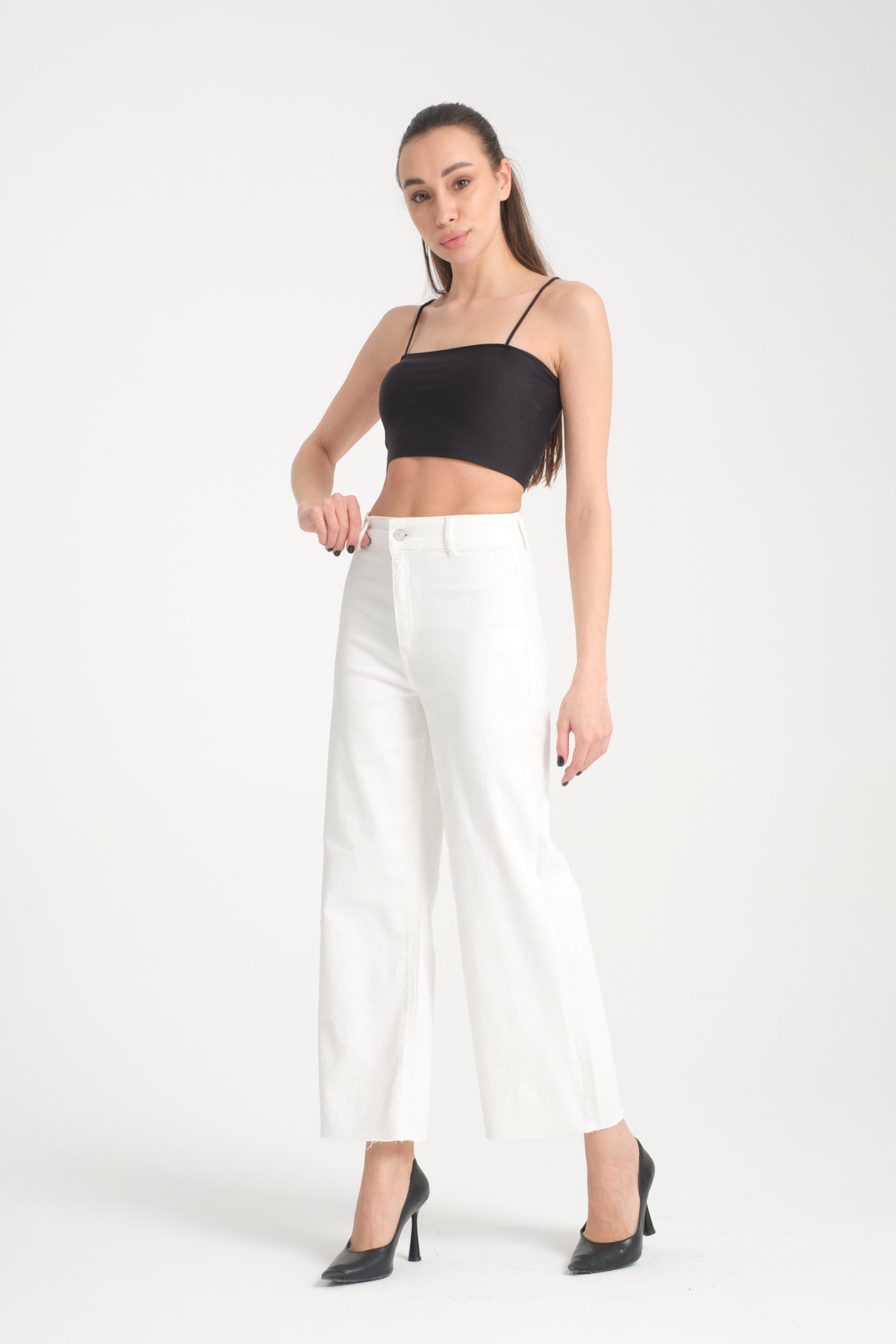 Kadın Bol Paça Denim Pantolon 6663