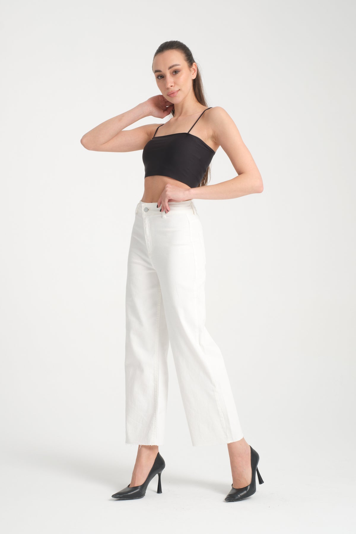 Kadın Bol Paça Denim Pantolon 6663