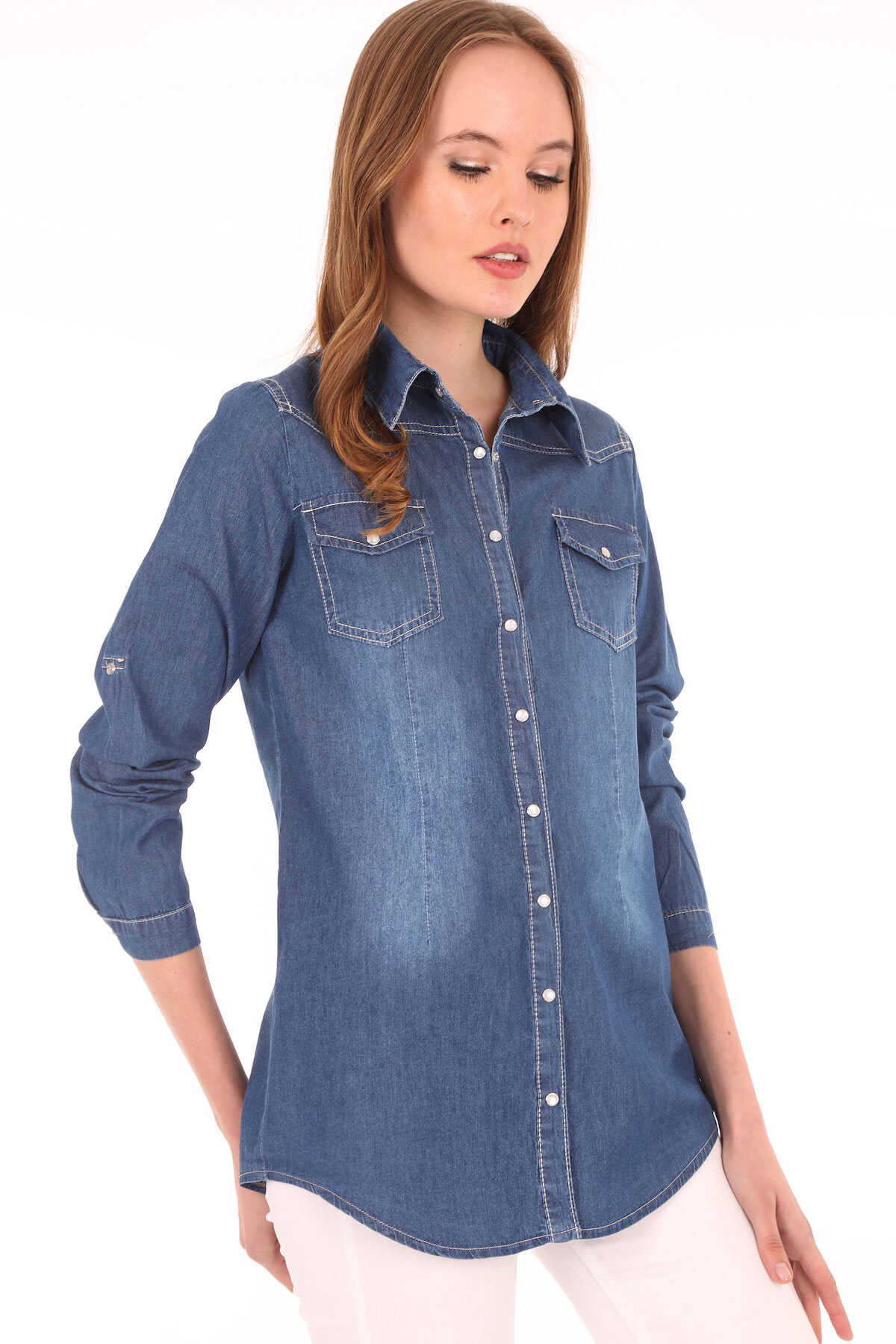 Women’s Double Pocket Denim Shirt 003896