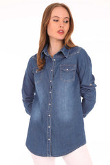 Women’s Double Pocket Denim Shirt 003896