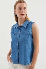 Women's Denim Sleeveless Shirt 0257