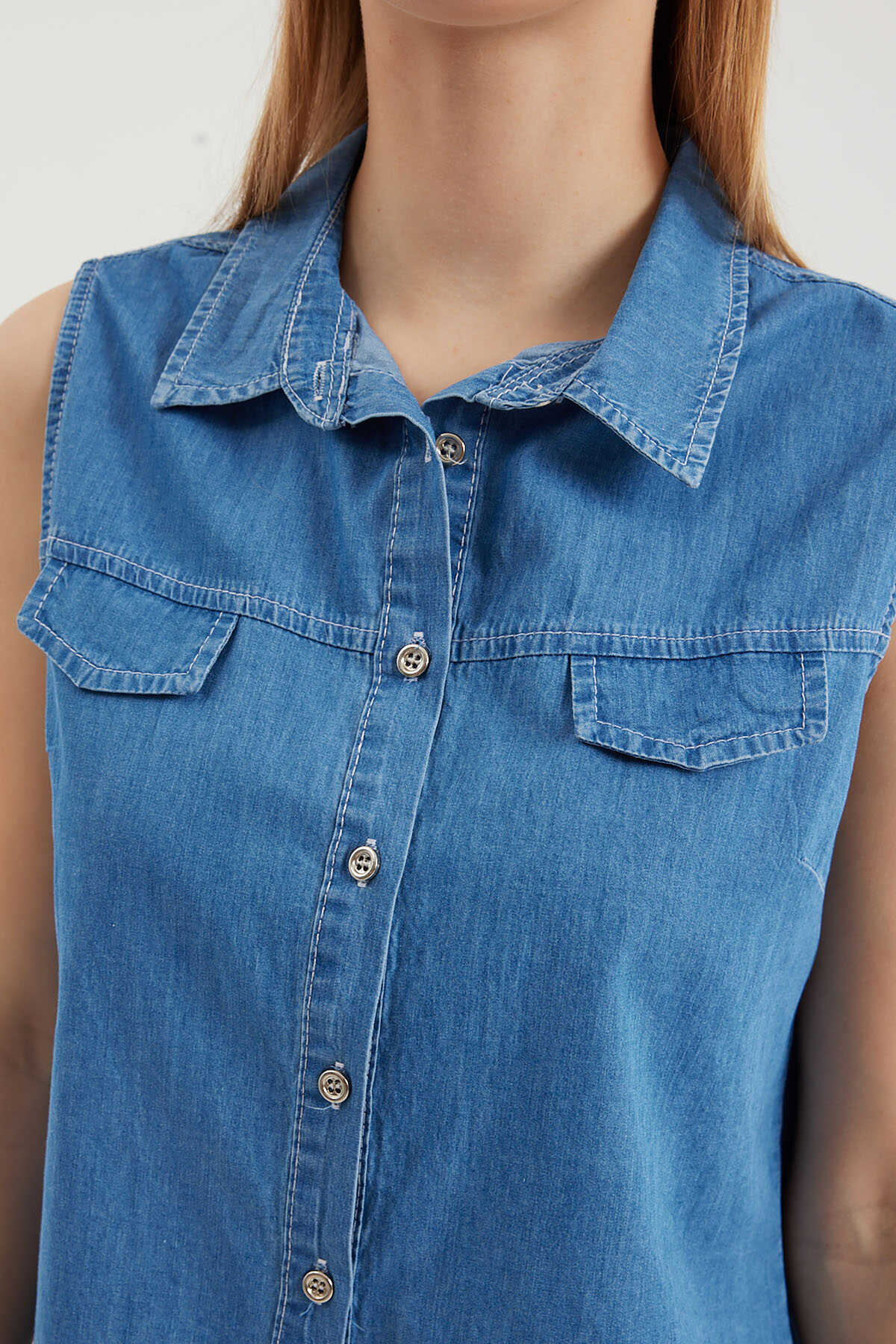 Women's Denim Sleeveless Shirt 0257