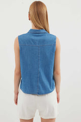 Women's Denim Sleeveless Shirt 0257