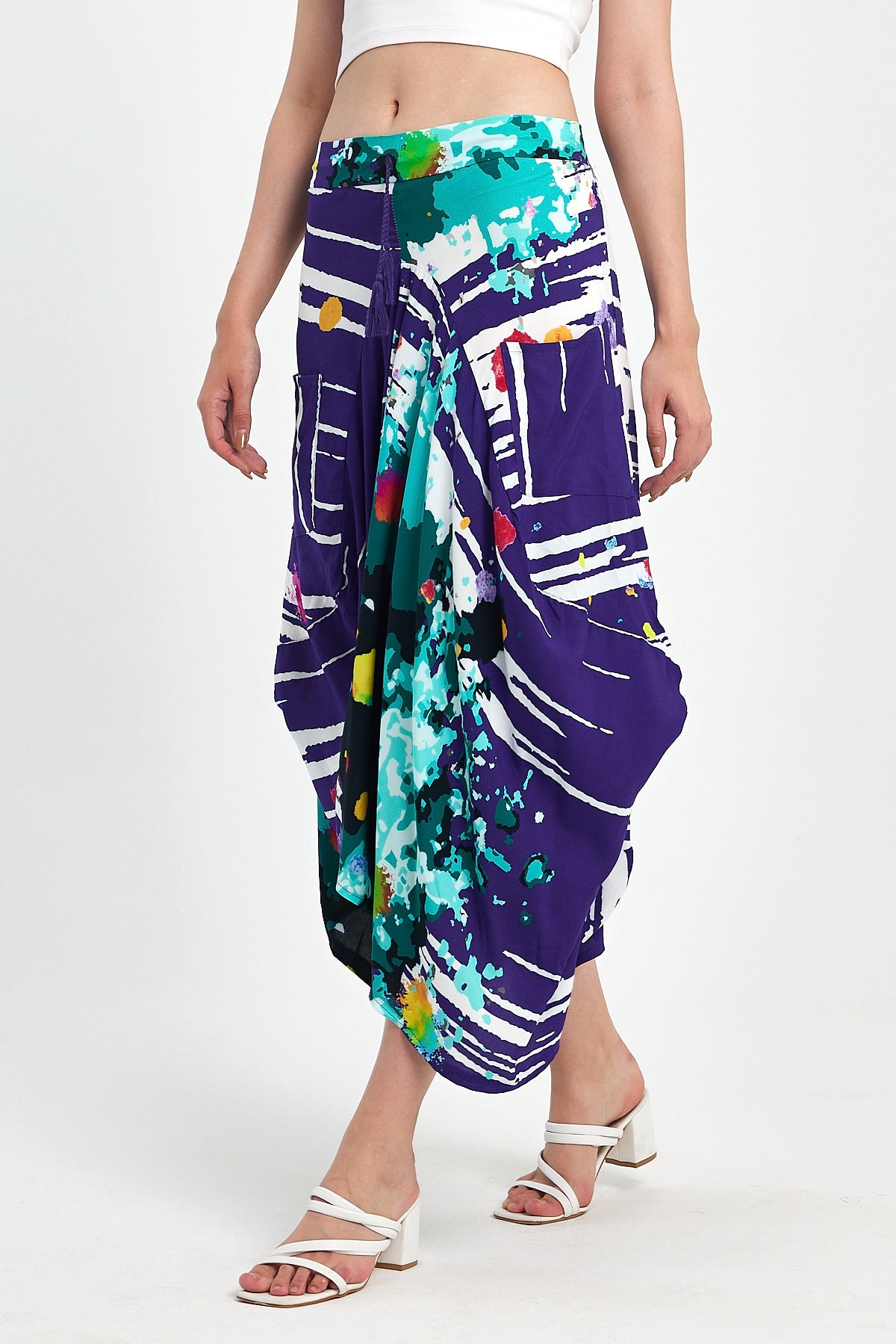 Women's Digital Print Harem Pants Skirt 984