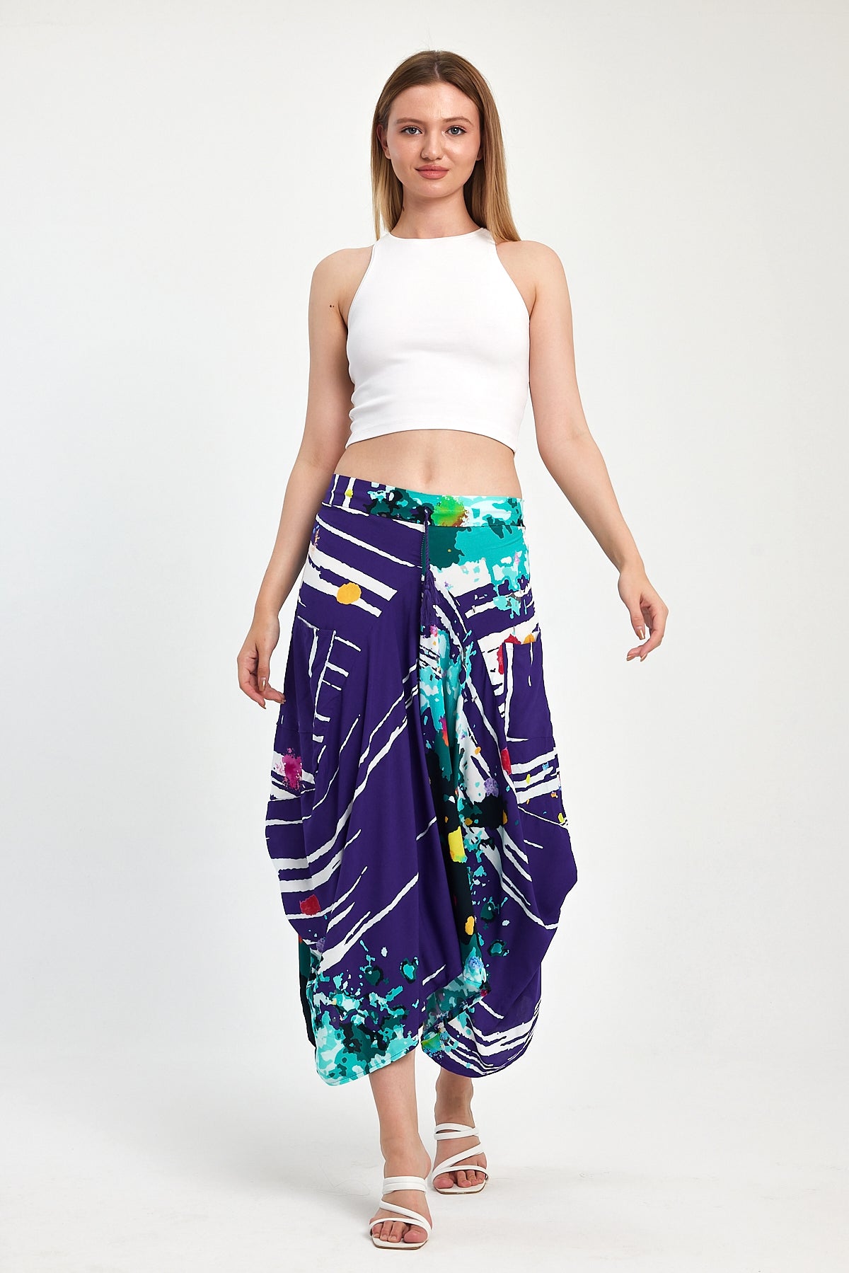 Women's Digital Print Harem Pants Skirt 984