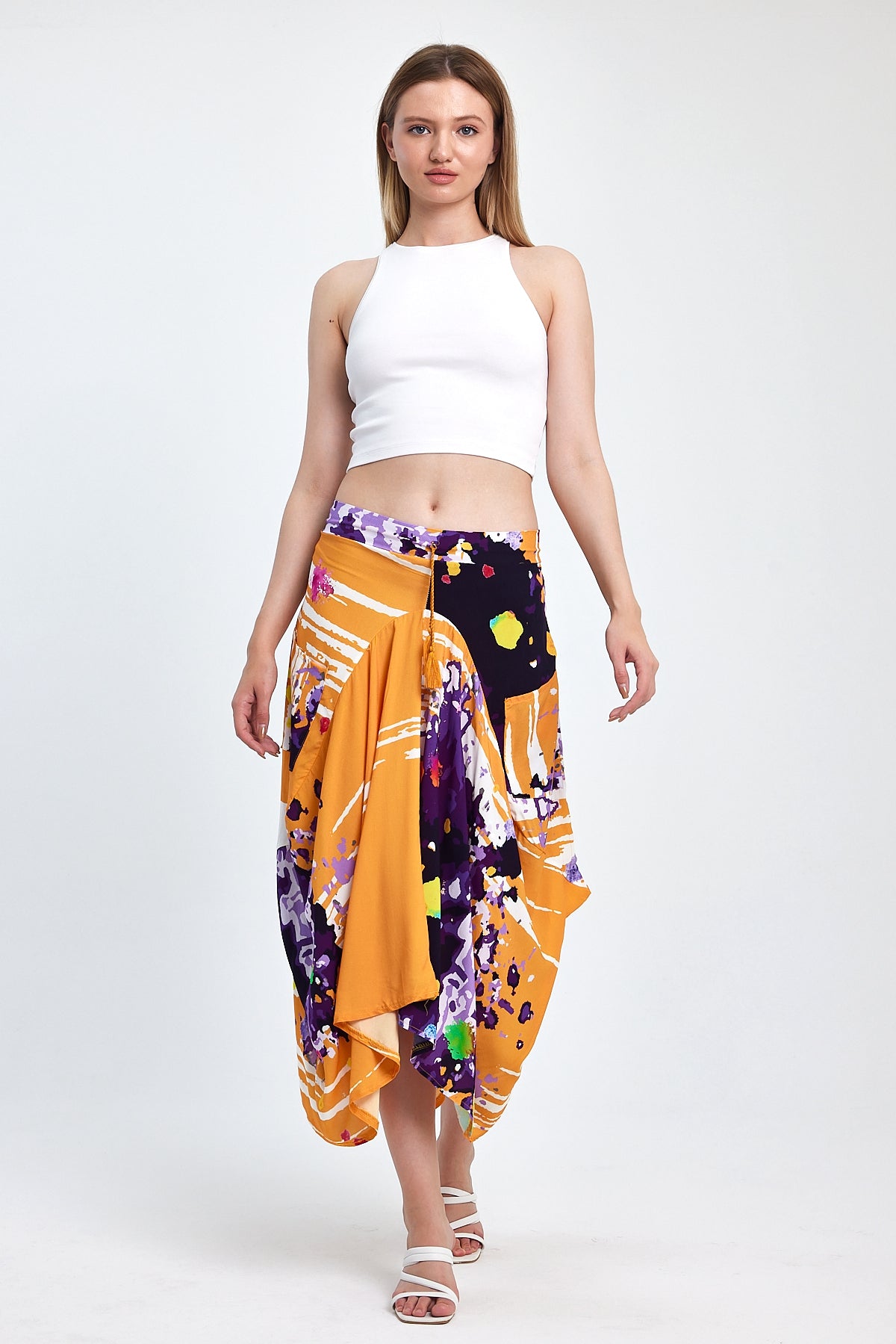 Women's Digital Print Harem Pants Skirt 984