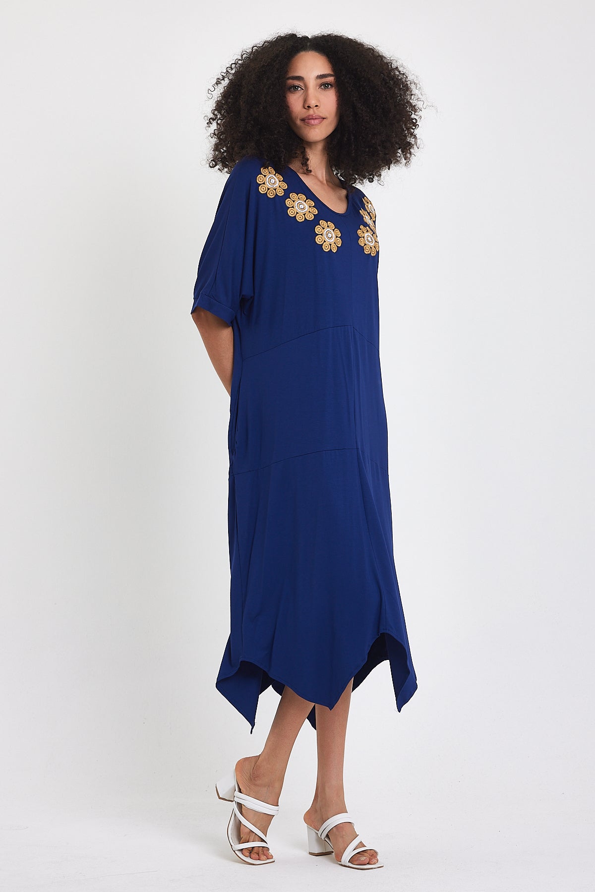 Embroidered Front Women's Jersey Dress 1064