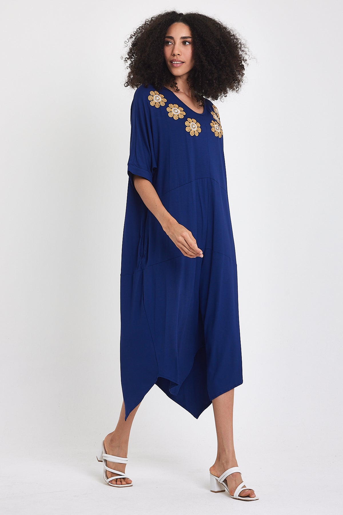 Embroidered Front Women's Jersey Dress 1064