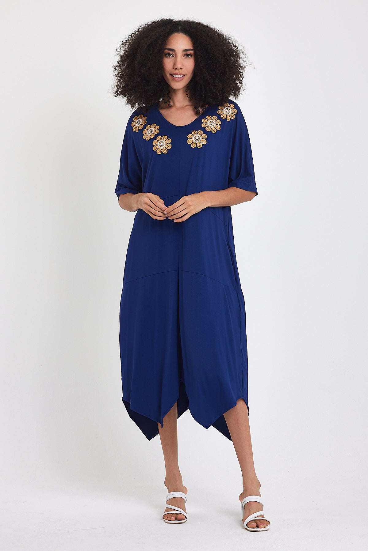 Embroidered Front Women's Jersey Dress 1064